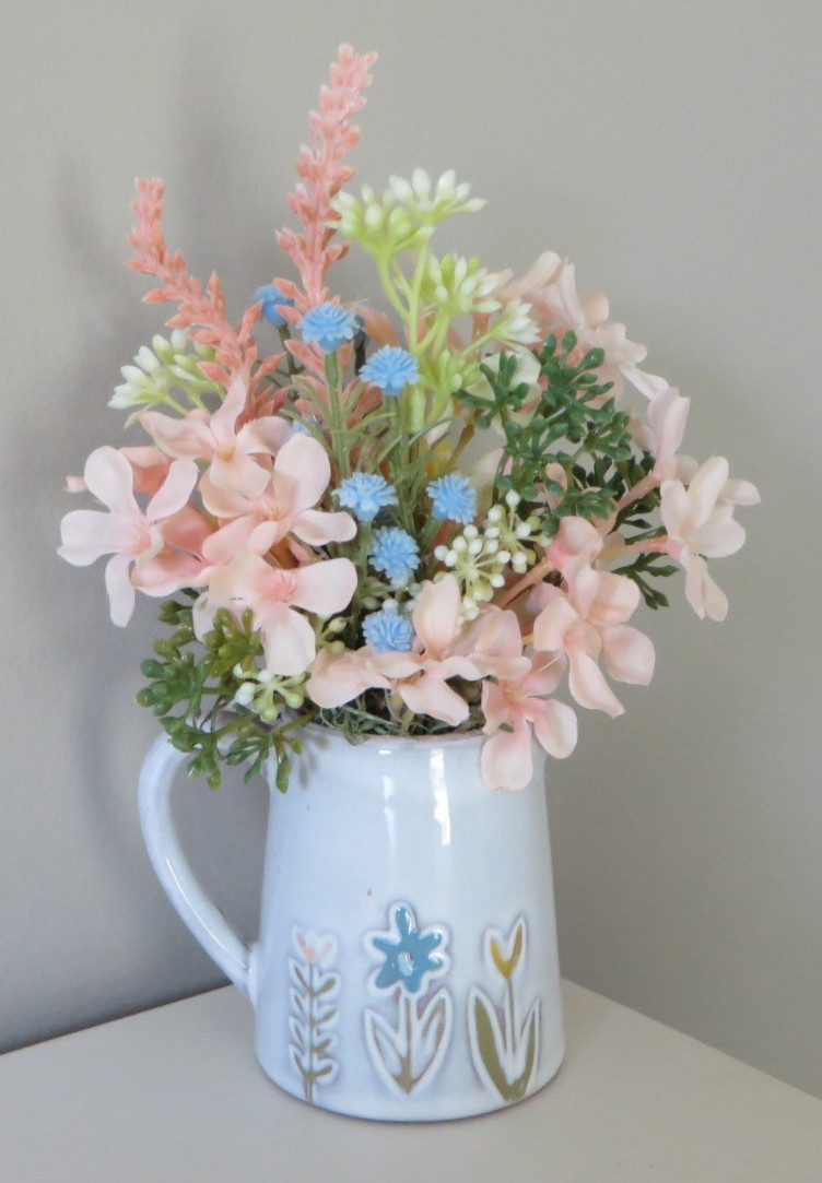 Easter Floral Arrangement in Small Decorative Ceramic Creamer – Home Decor #625