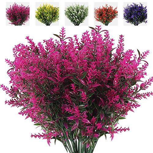Artificial Flowers Fake Outdoor Plants Faux UV Resistant 8 Bundles Fuchsia