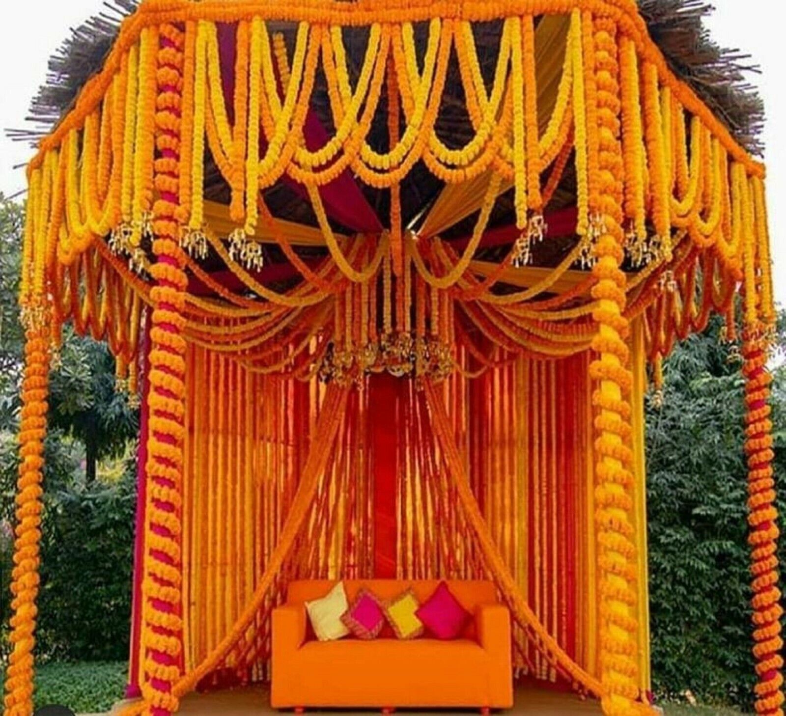 50 Pcs Artificial marigold flower garlands Vine wedding Indian event decoration