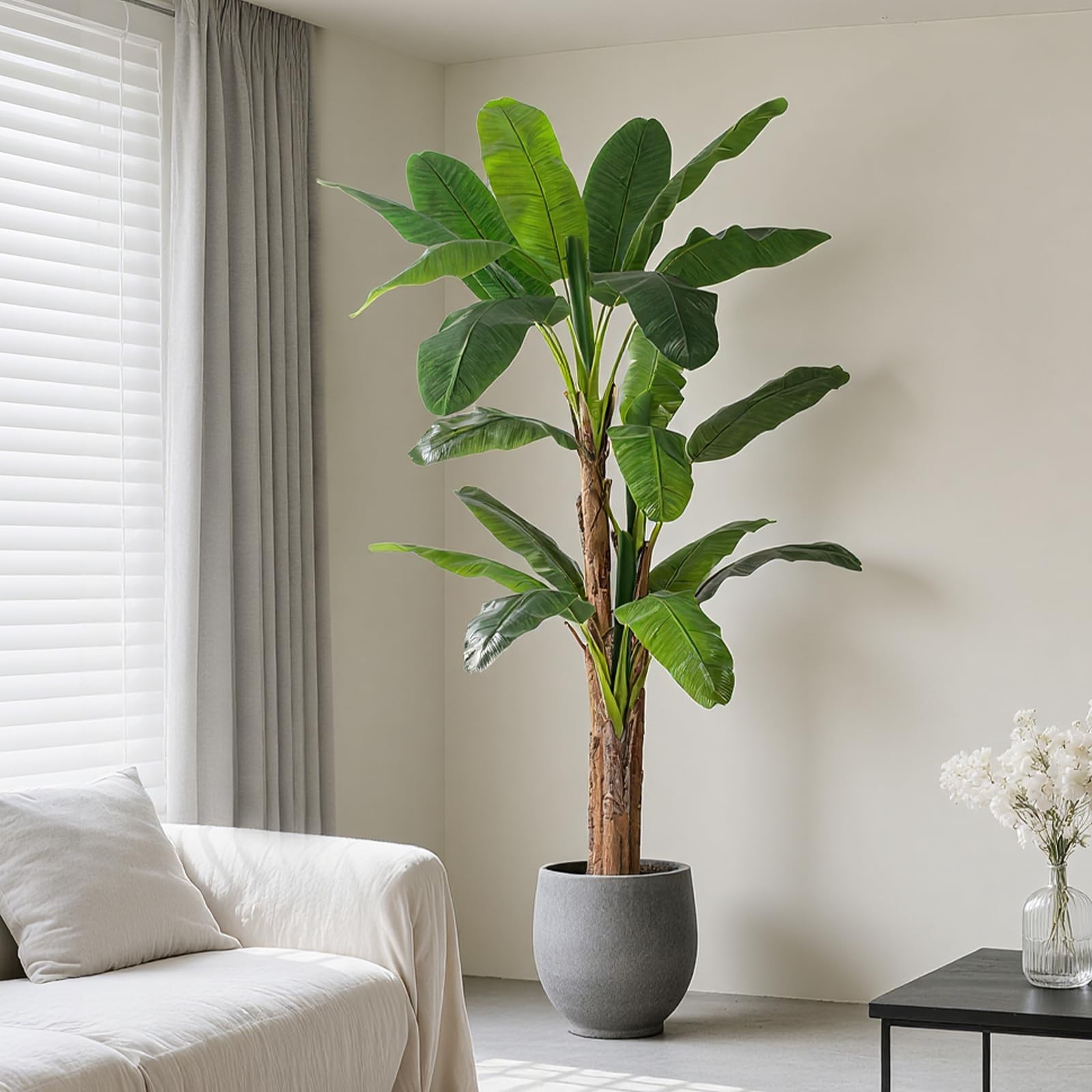 7ft Extra Tall Artificial Banana Tree, Fake Banana Leaf Plant with 19 Faux Ba…