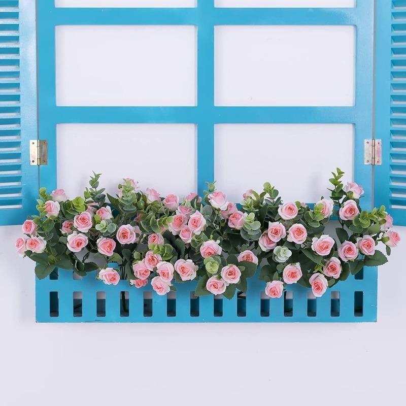 10 Head Artificial Silk Rose Peony Eucalyptus Bouquet Wedding Home Party Decor