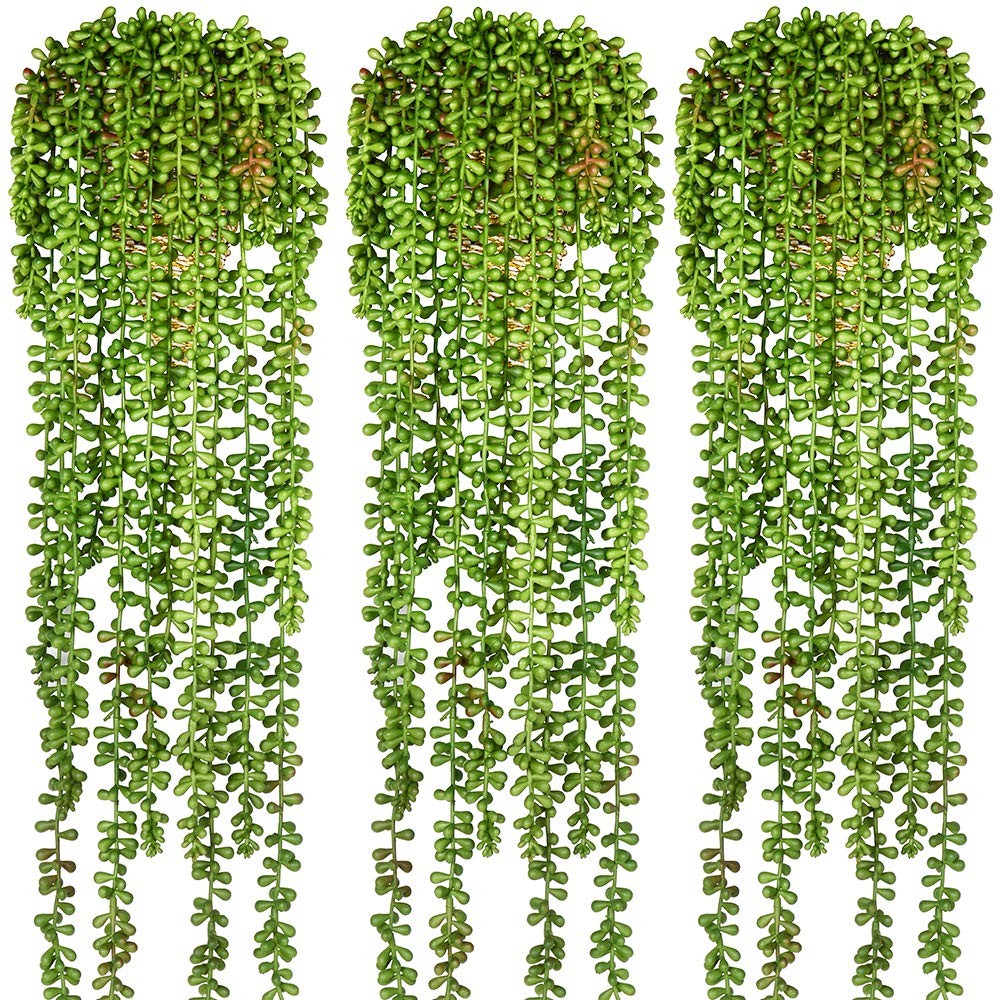 3 PCS Artificial String Of Pearls Faux Hanging Succulent Plant Wall Home Decor