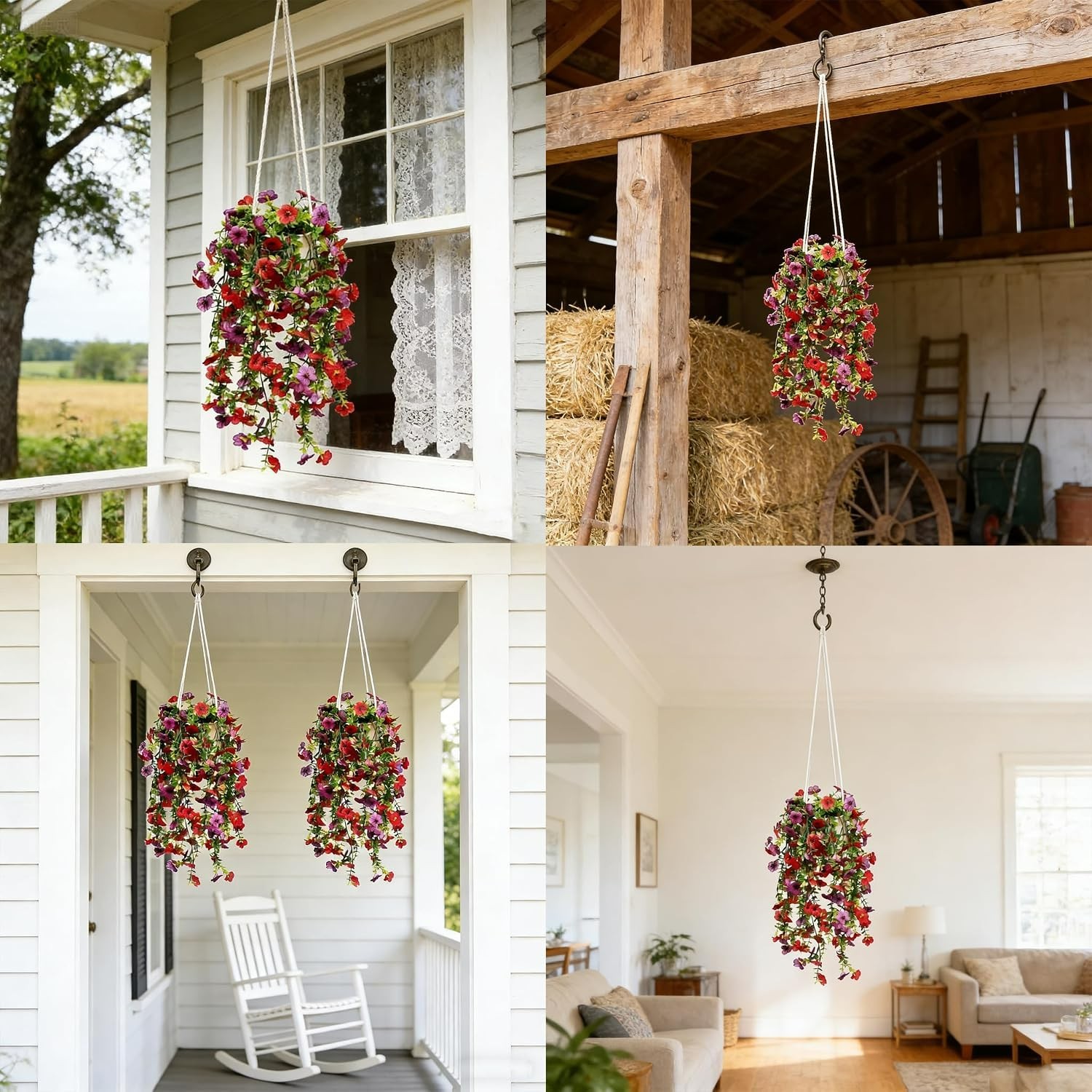 Colorful Silk Fake Flowers with Planter – Easy Installation & Maintenance-Free