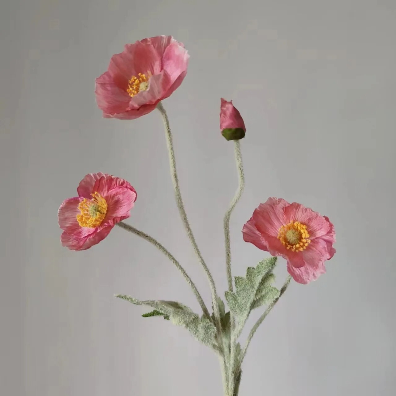 Artificial fake poppy flowers Silk Long Stem Housewarming Bridal Boquet Decor