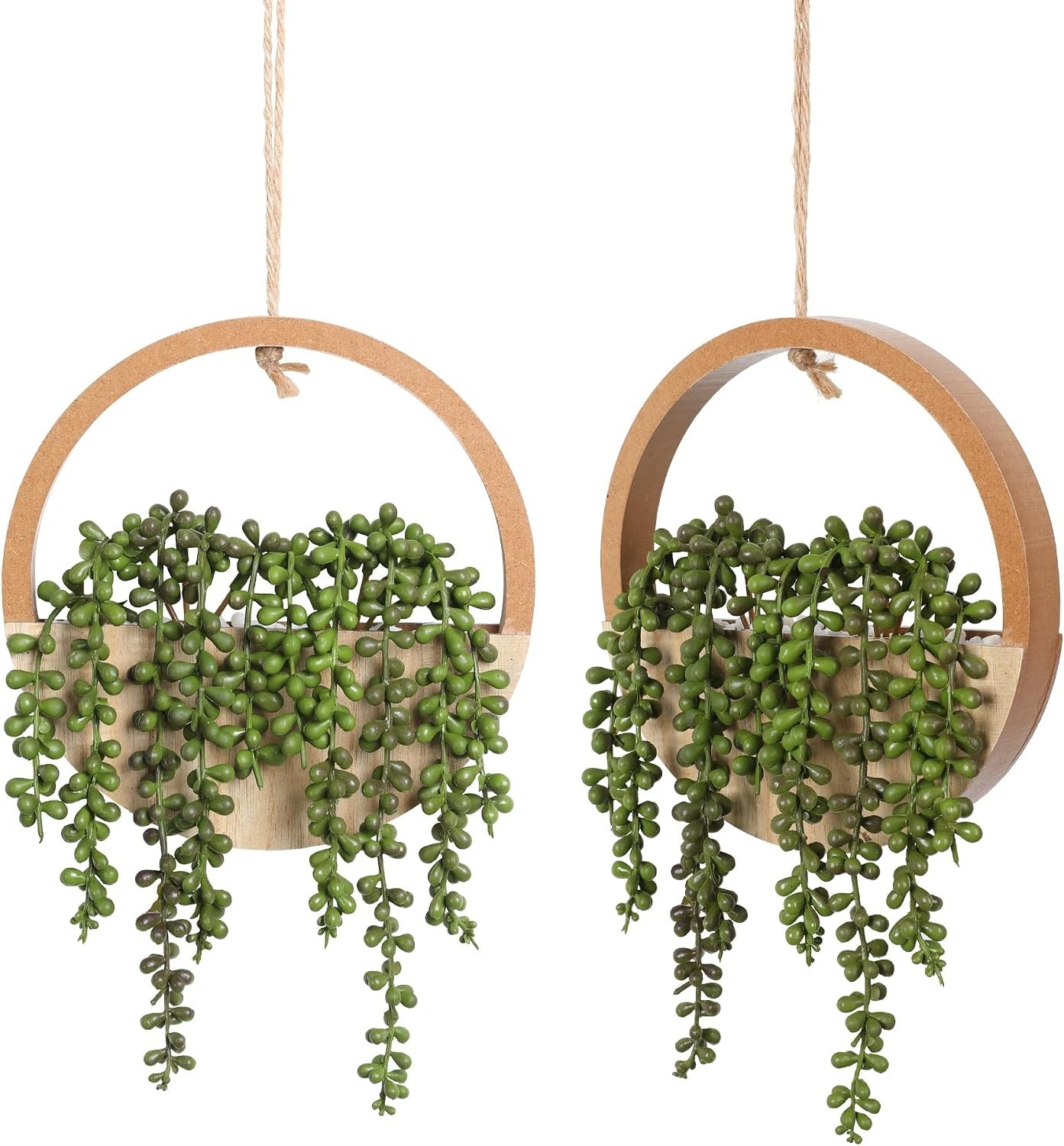 Artificial Succulents Hanging Plants 12.2inch String of Pearls Faux Decor wit…
