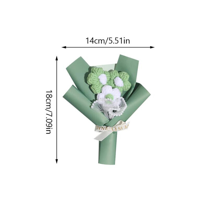 Wedding Handheld Small Bouquet Handmade Crochet Puff Flower Decor Bouquet Party