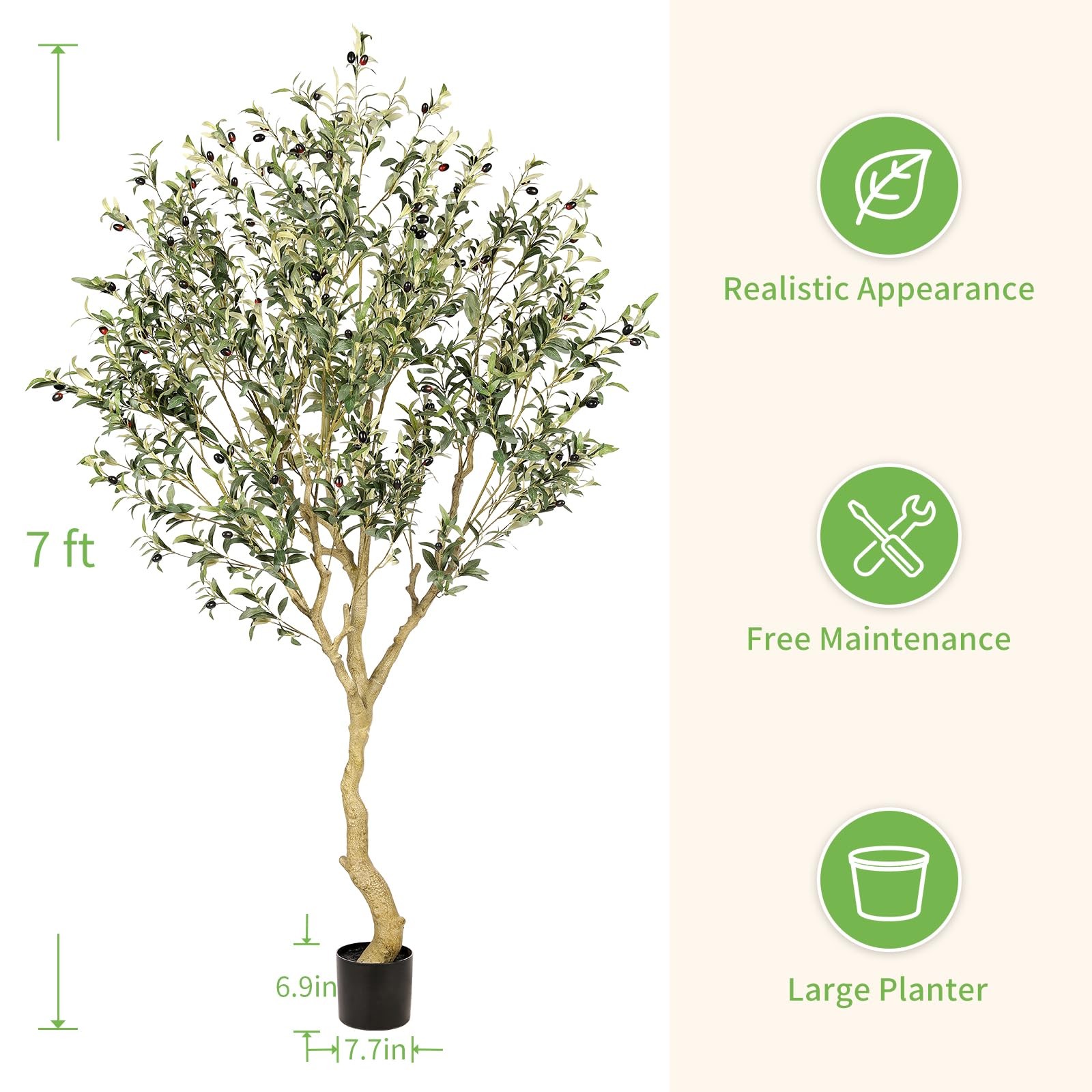 7FT Olive Trees Artificial Indoor – Tall Faux Olive Tree 7 Feet with Realisti…