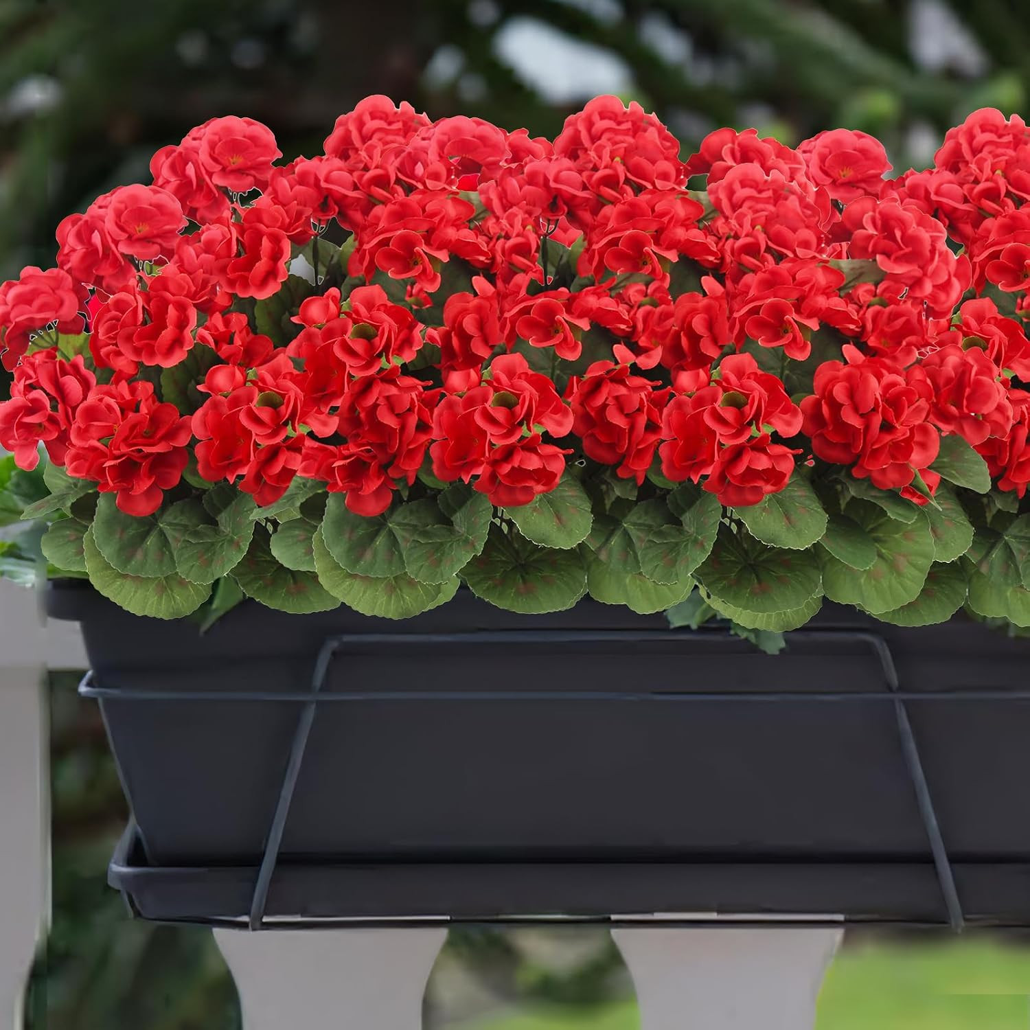 3 Pcs Artificial Geraniums Flowers Silk Geraniums for Outdoors UV Resistant Red
