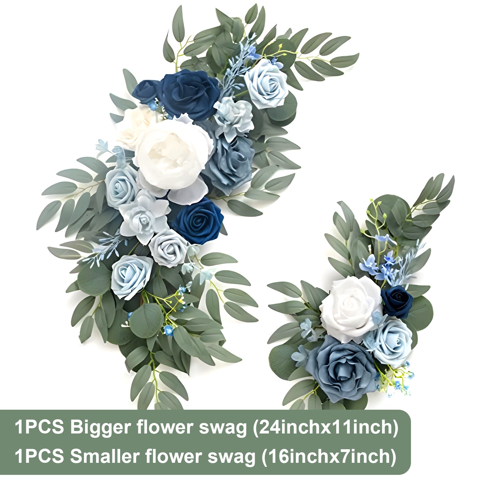2PCS Fake Silk Rose Garland Real Touch Hanging Vine for Wedding Table Arch Decor