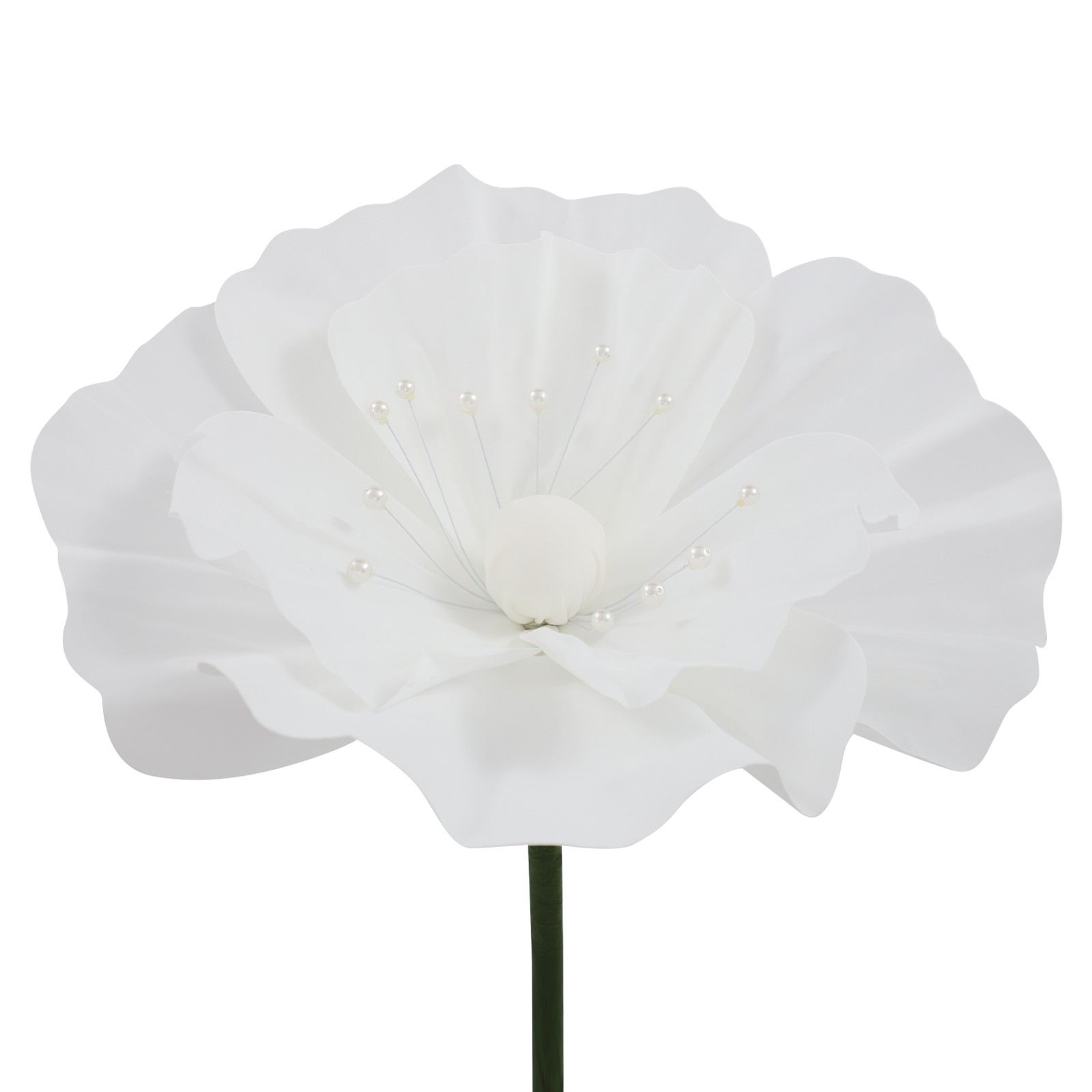 3pcs Giant Artificial Flower Poppy Free Standing Adjustable Wedding Decor White