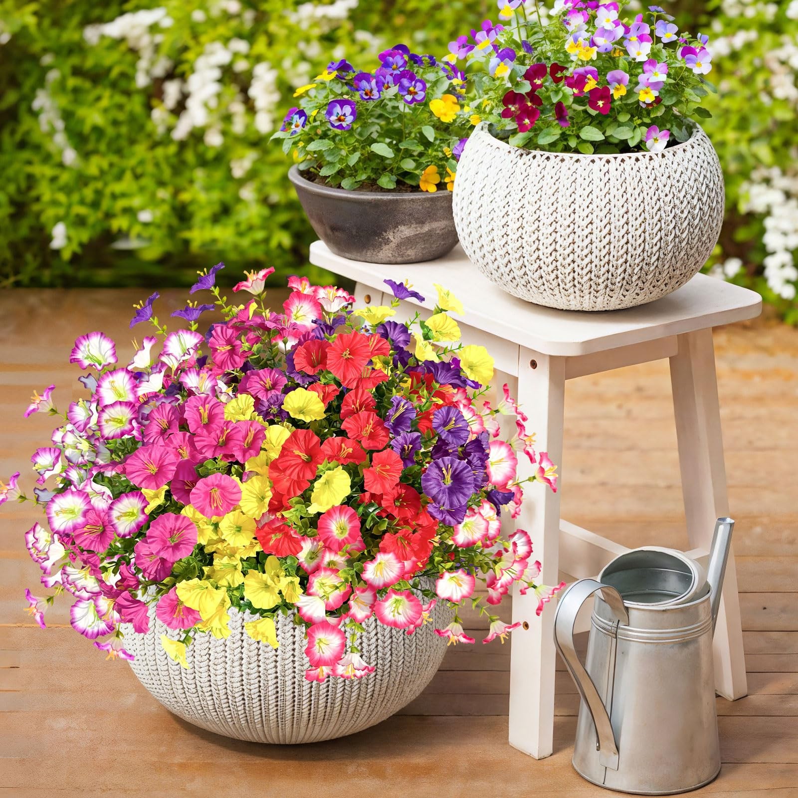 18 Bundles Artificial Faux Flowers Plants for Outdoors Decor-6 Colors