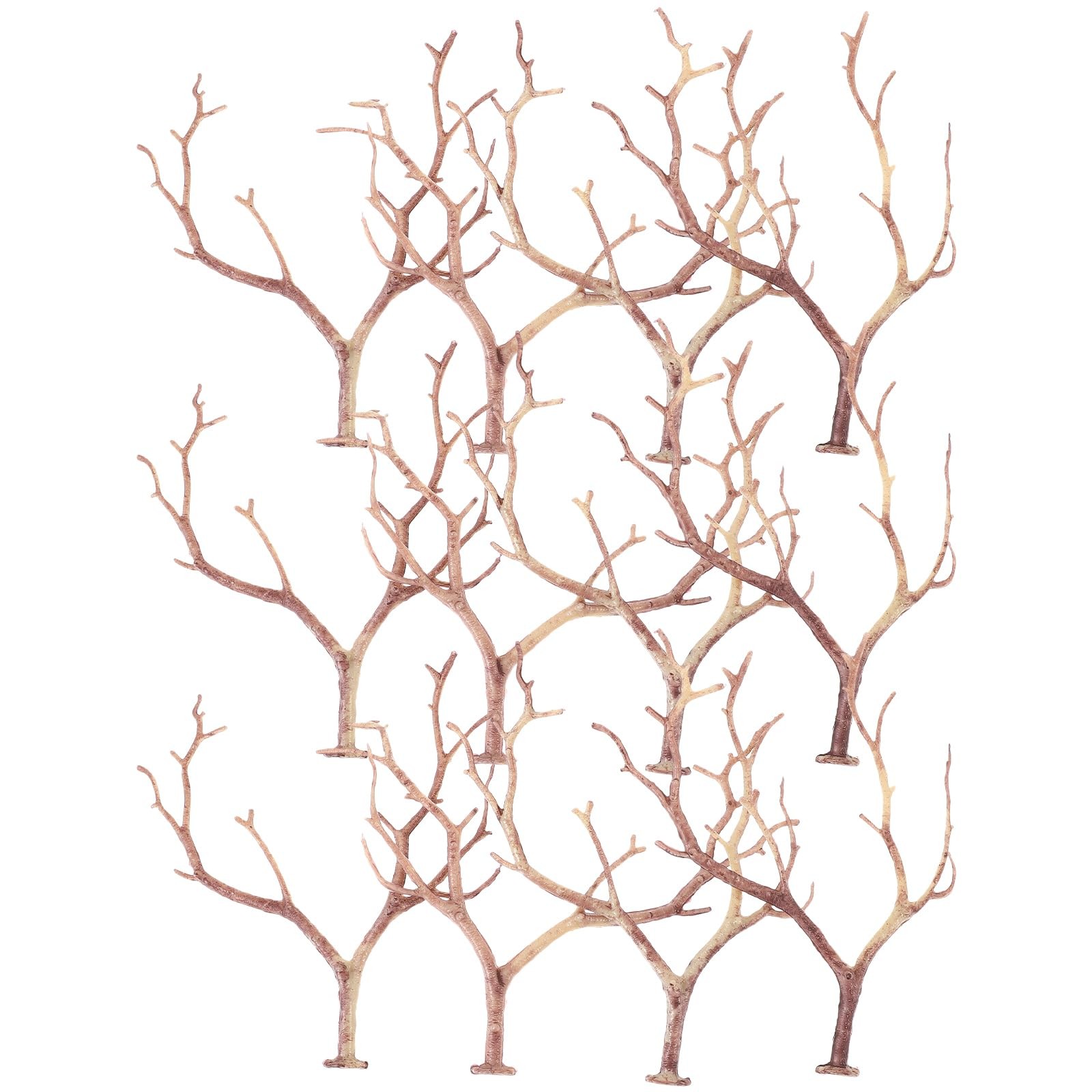 12pcs Artificial Antler Shaped Tree Branches Light Brown Plastic Twigs for DI…