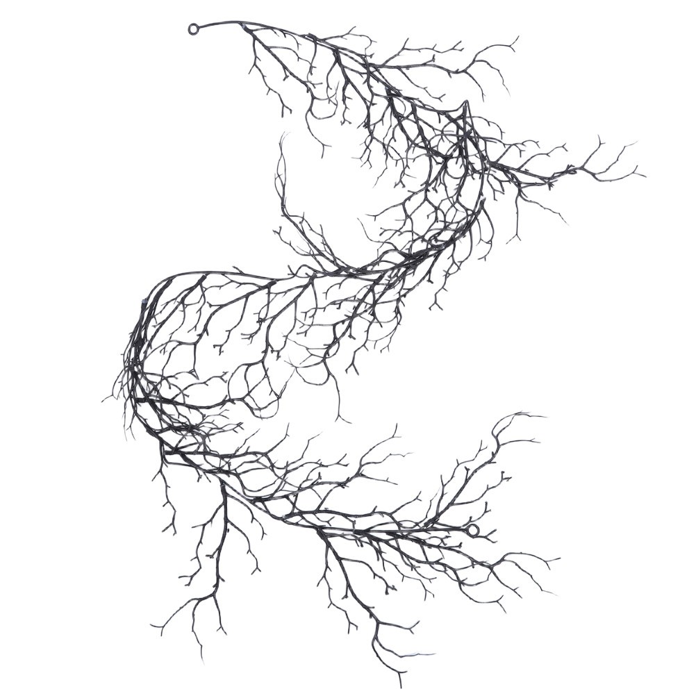Black Twig Halloween Garland, 6.2ft Spooky Branch Faux Hanging Vine for