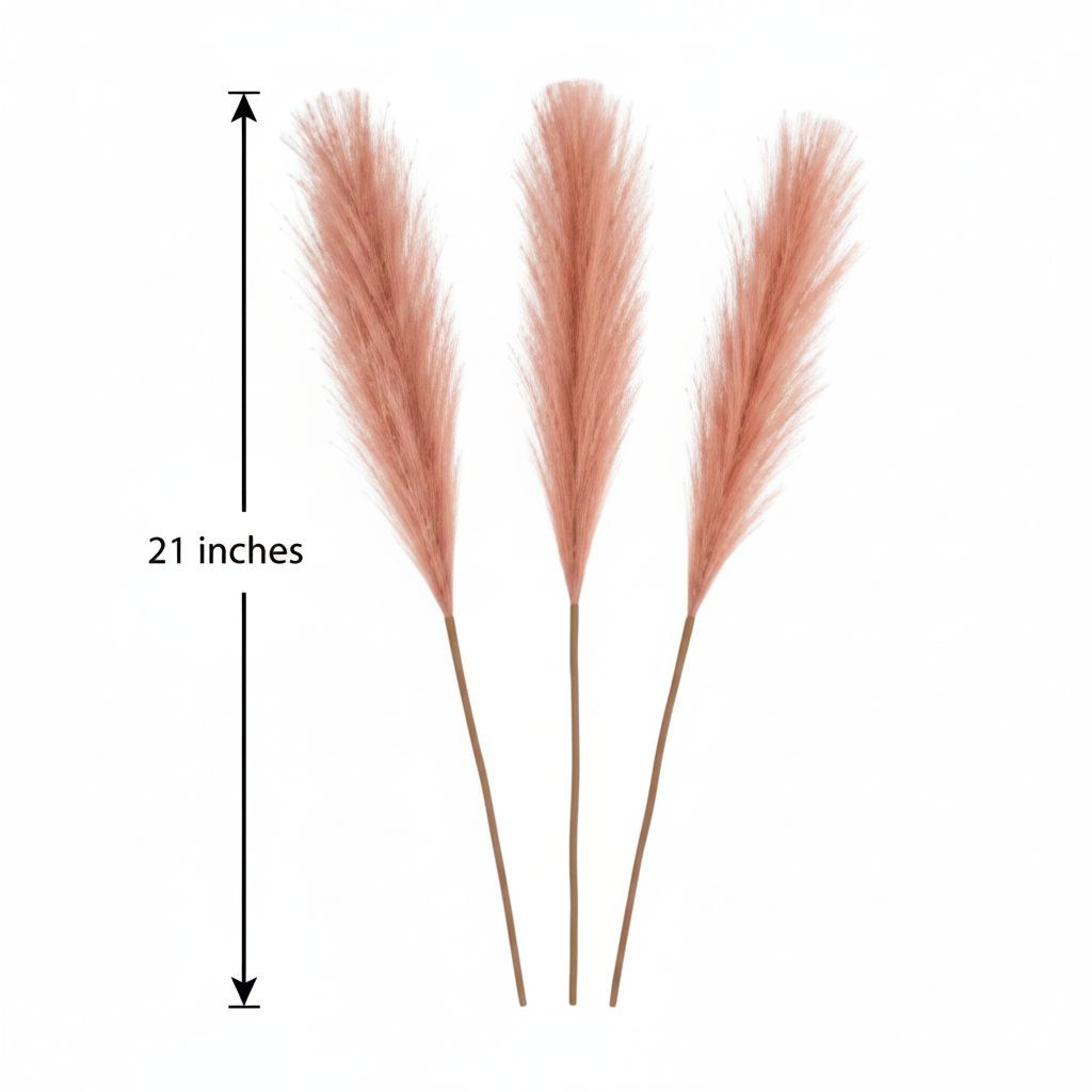 Rose Pink Pampas Grass 3 Stem Faux Pampas 21 Inch Boho Decor Rustic Vase Filler
