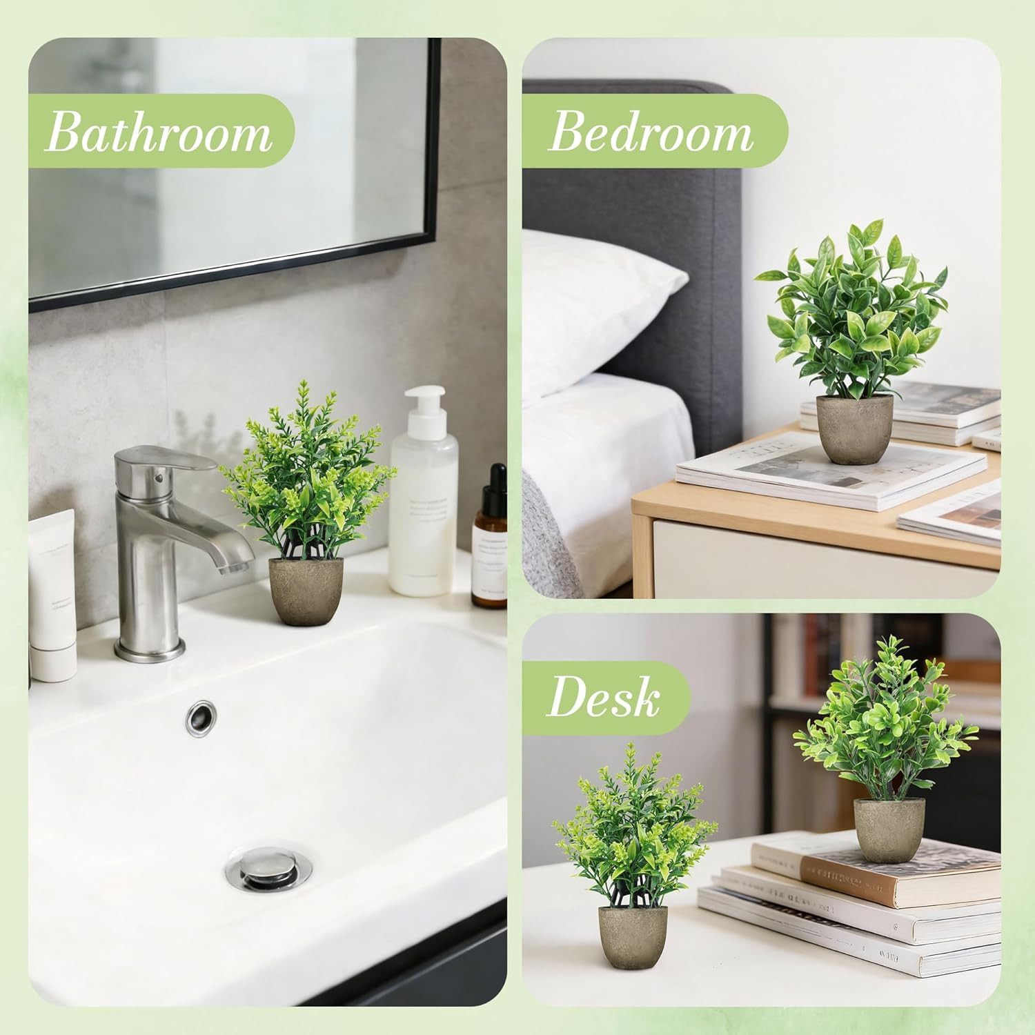 Der Rose 4 Pack Mini Artificial Plants Indoor in Pots Mixed Fake Plants Greenery