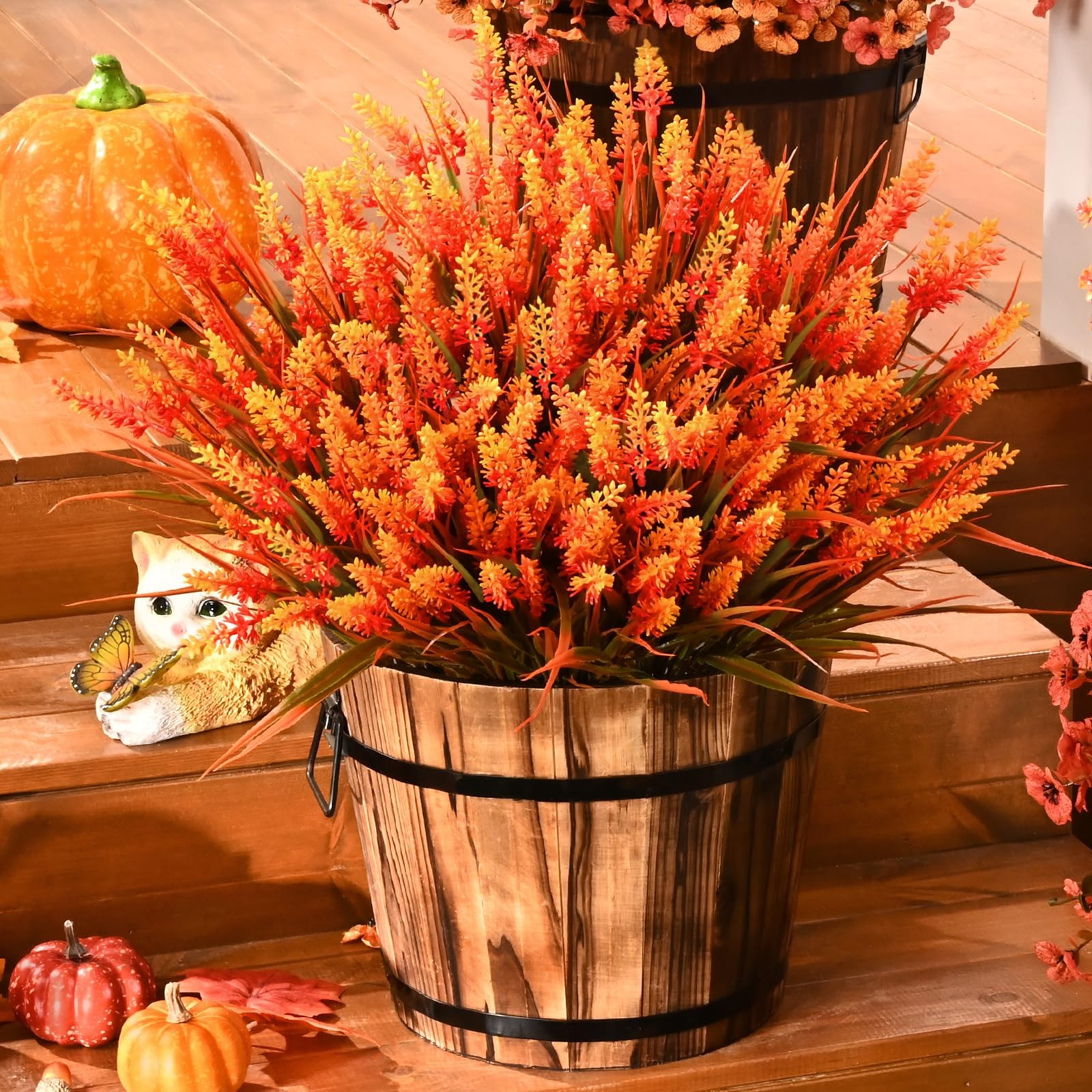 Fake Mums Fall Decor, 36 Bundles UV Resistant Faux Mums for Outdoor Planters,…