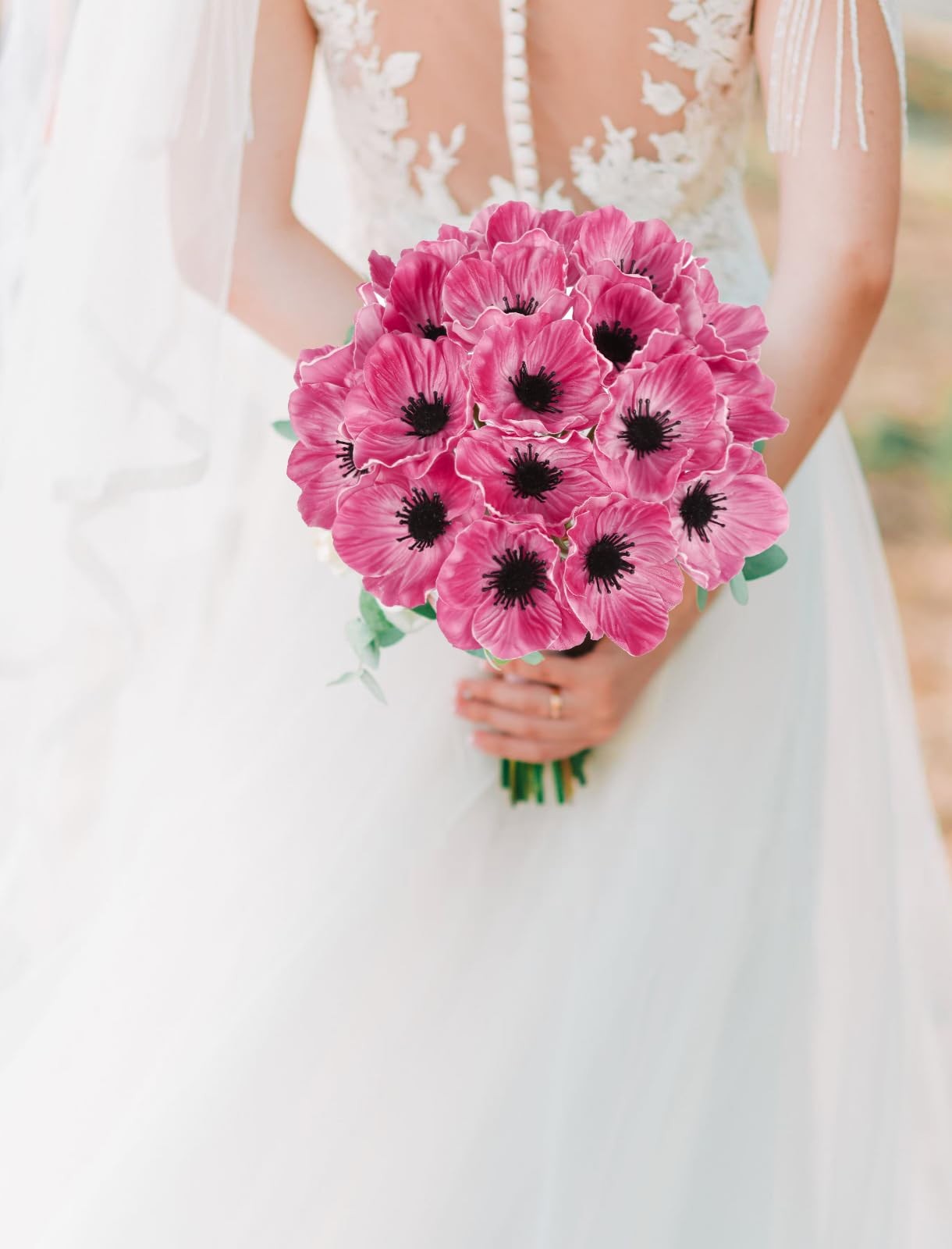 Artificial Poppies 20PCS PU Realistic Hot Pink Faux Poppy Flowers for Bouquet…