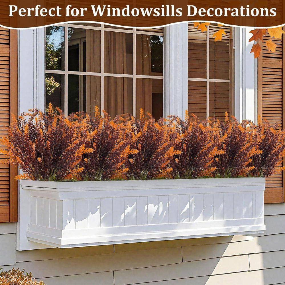 7.50 In. H Lavender Artificial Fall Flowers 10 Bundles UV Resistant Faux Plants