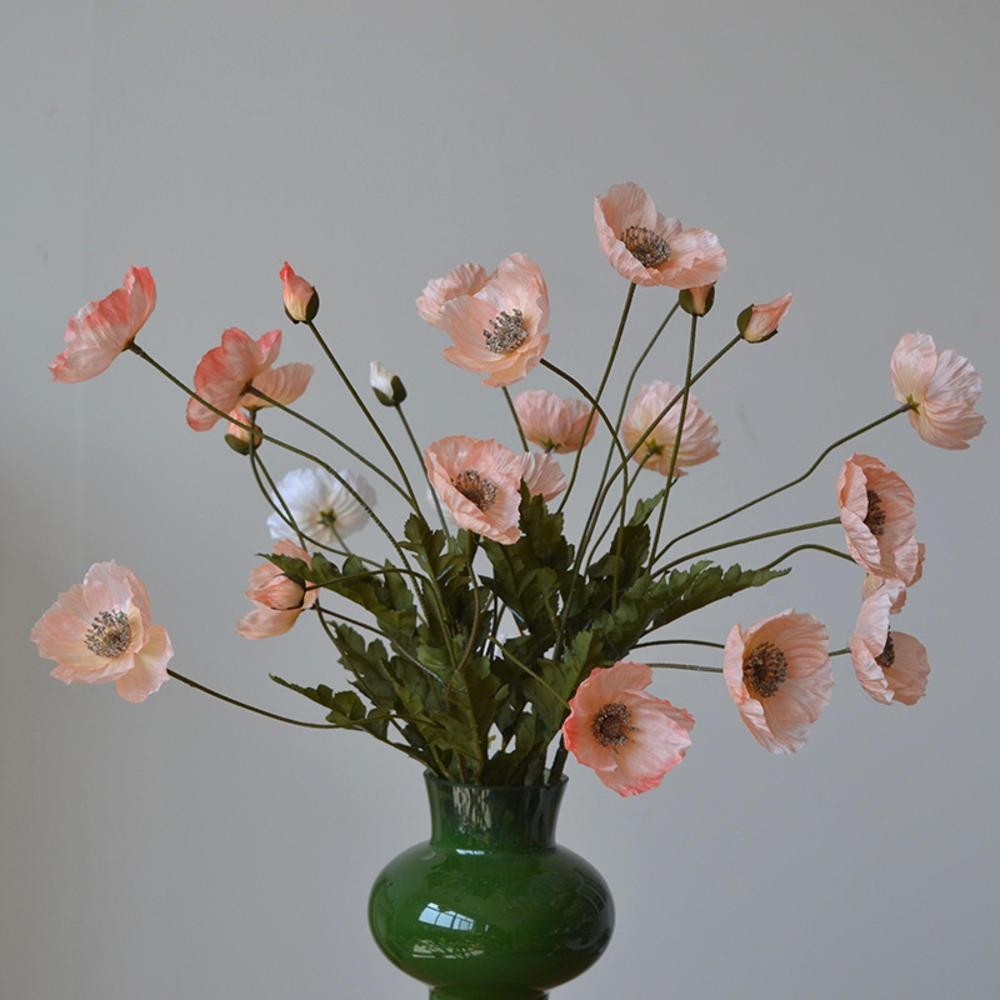 Artificial Silk Poppy Flowers Long Stem Wedding Party Home Decor Bouquet