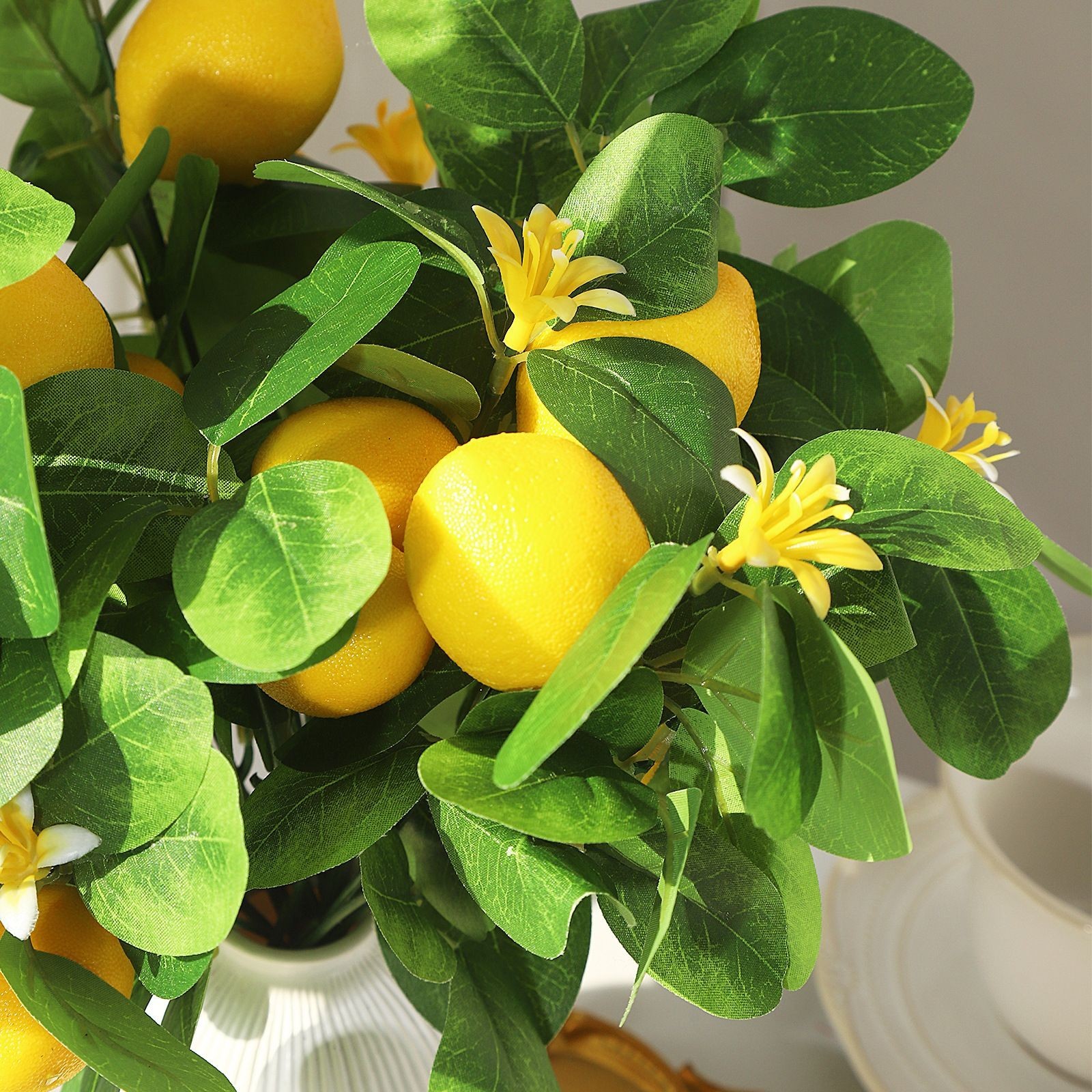 36g Lightweight Lemon Branch Decor 11.8 Inches with 5 Realistic Yellow Lemons