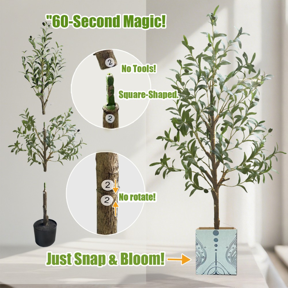 4FT Artificial Olive Tree With Fruits Water Droplets Indoor Balcony Office Decor