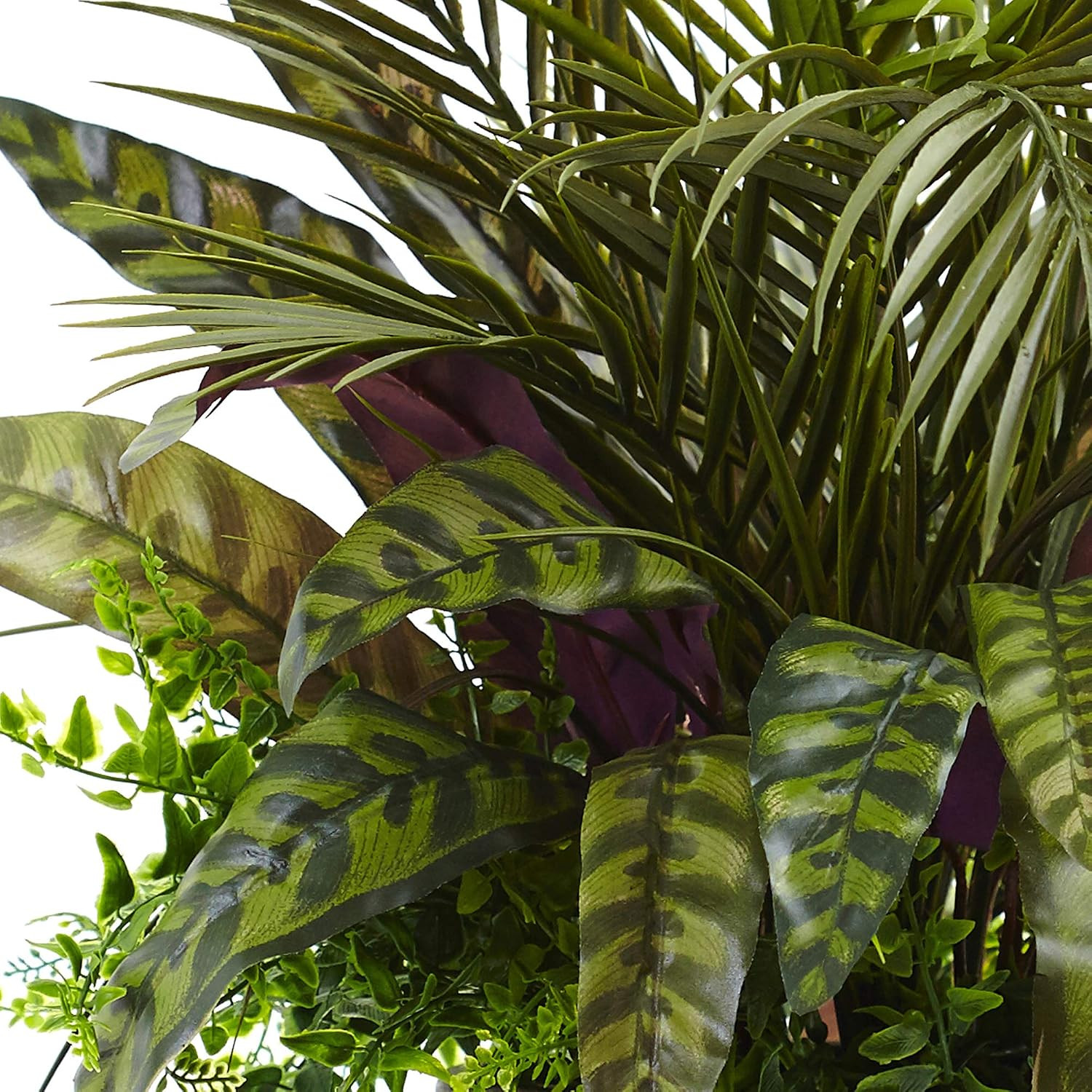 27In. Mixed Areca Palm, Fern & Peacock with Planter