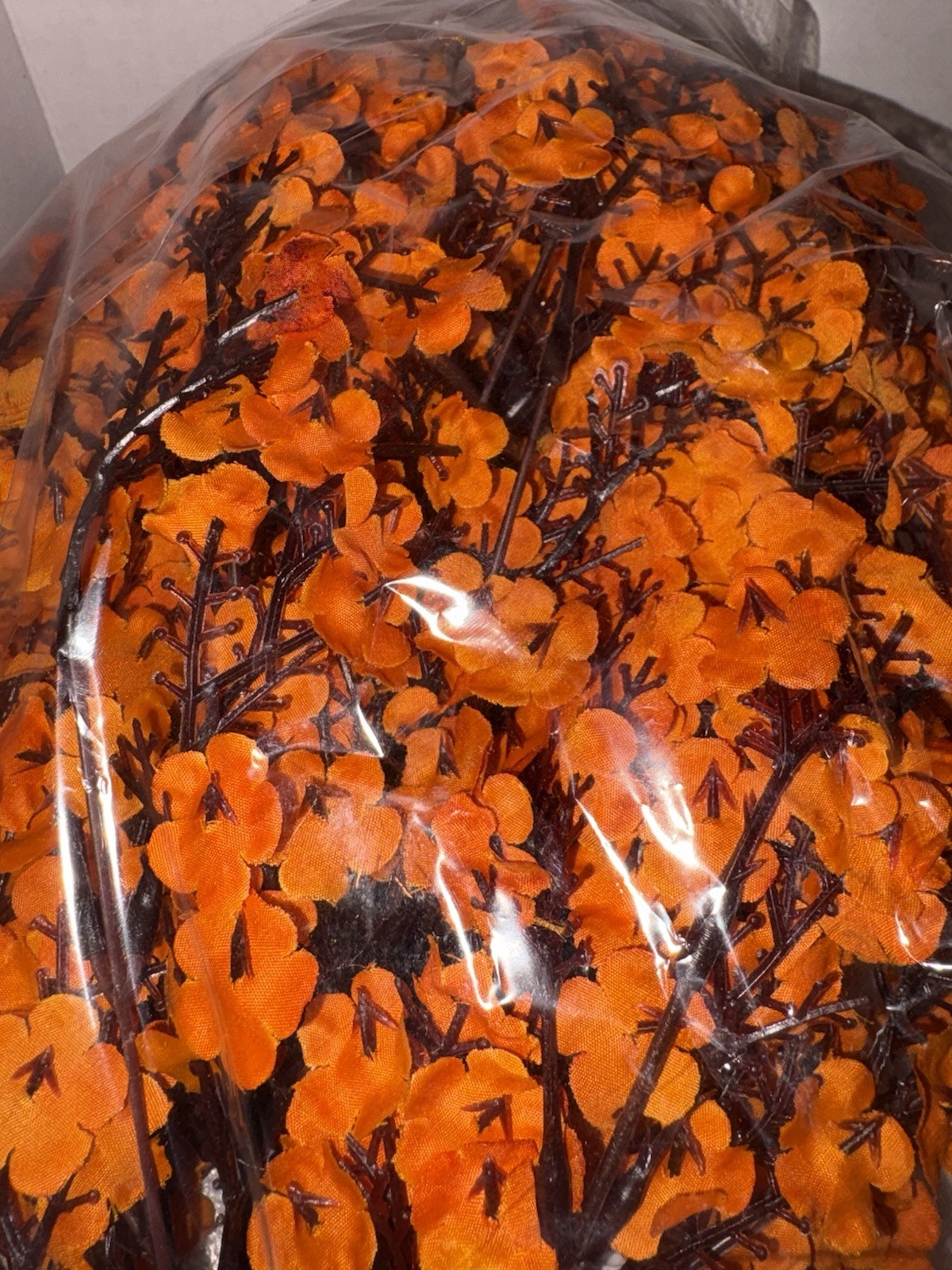 Orange Artificial Flowers 2 Large Bundles With Ground Spikes NEW