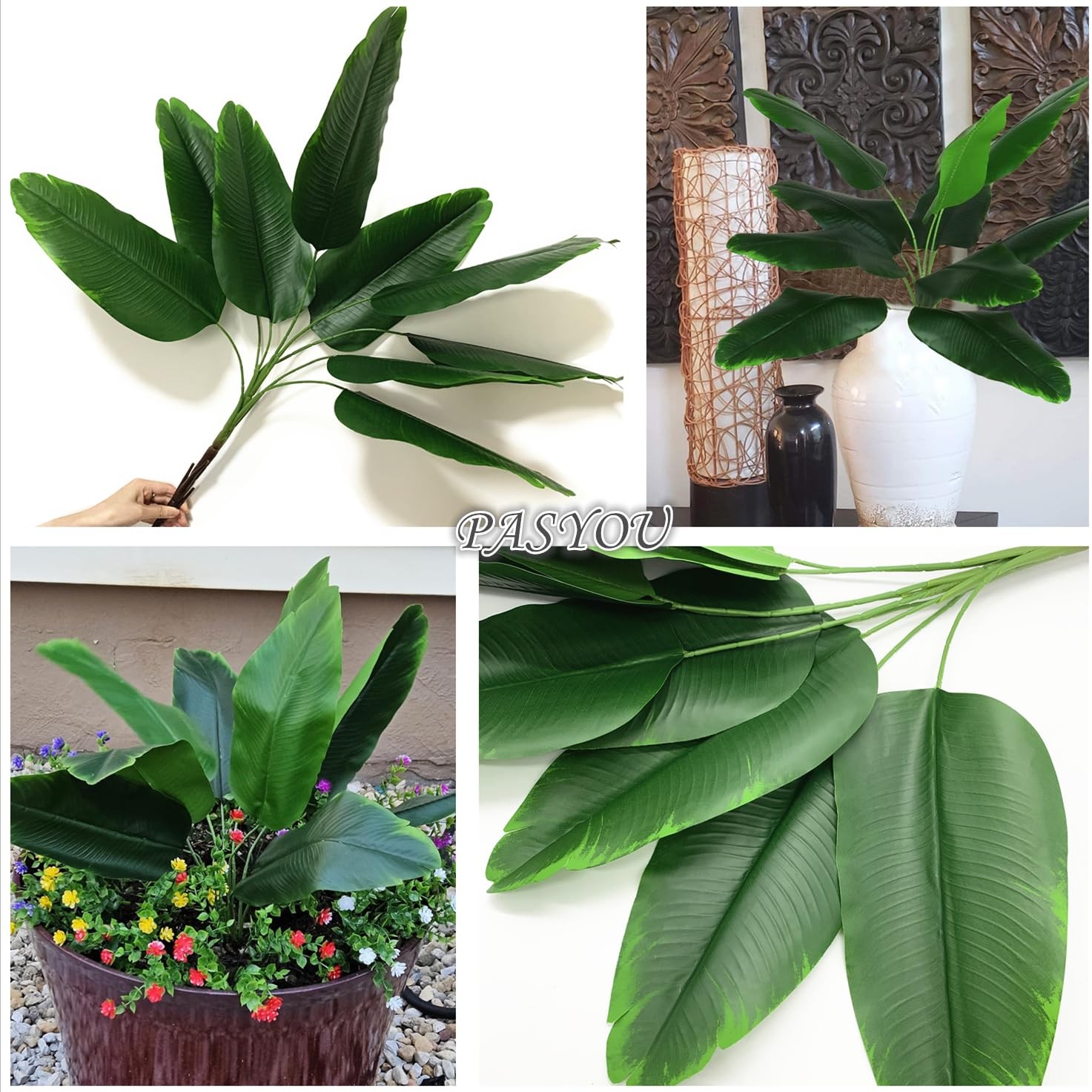 Fake Bird of Paradise Plant Artificial Banana Tree 30 Inch 2 Pack, Tropical M…