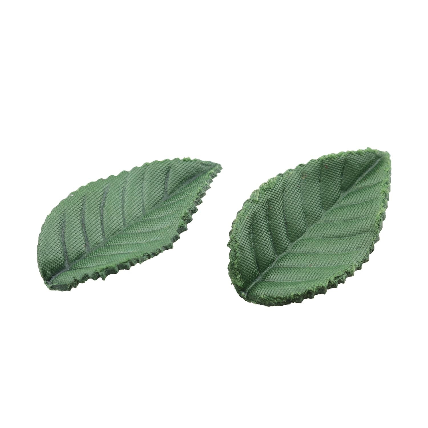 100PCS Faux Dark Green Leaves Single Piece Rayon Fabric Rose Leaves 5.5CM Gif…