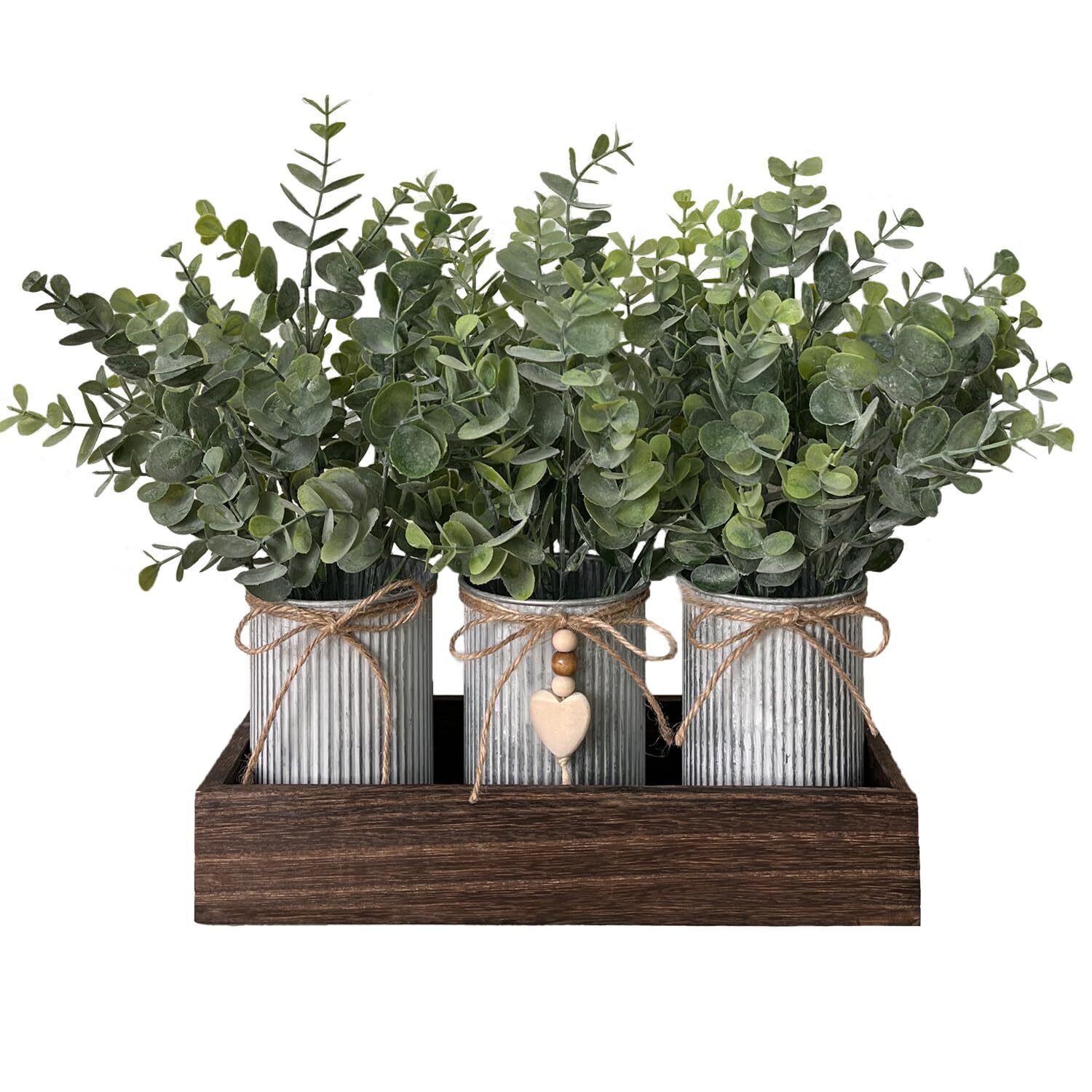 Artificial Flower Decorative Centerpiece Frosty Green Eucalyptus Table Arrang…