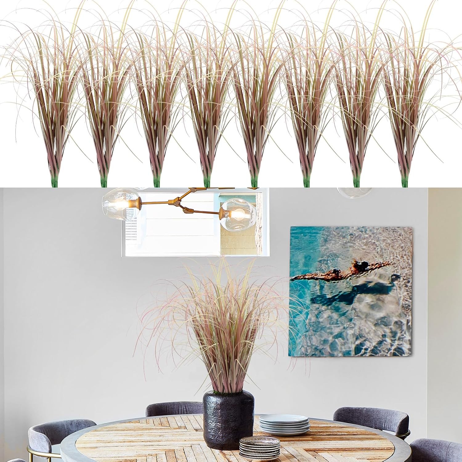 24 Pcs Artificial Wheat Grass, Tall Faux Shrubs for Outdoor Indoor US