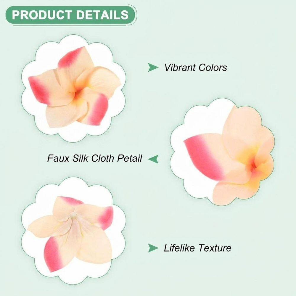 0.04 In. Artificial Champagne Red Indoor Outdoor Plumeria Silk Flower Heads for