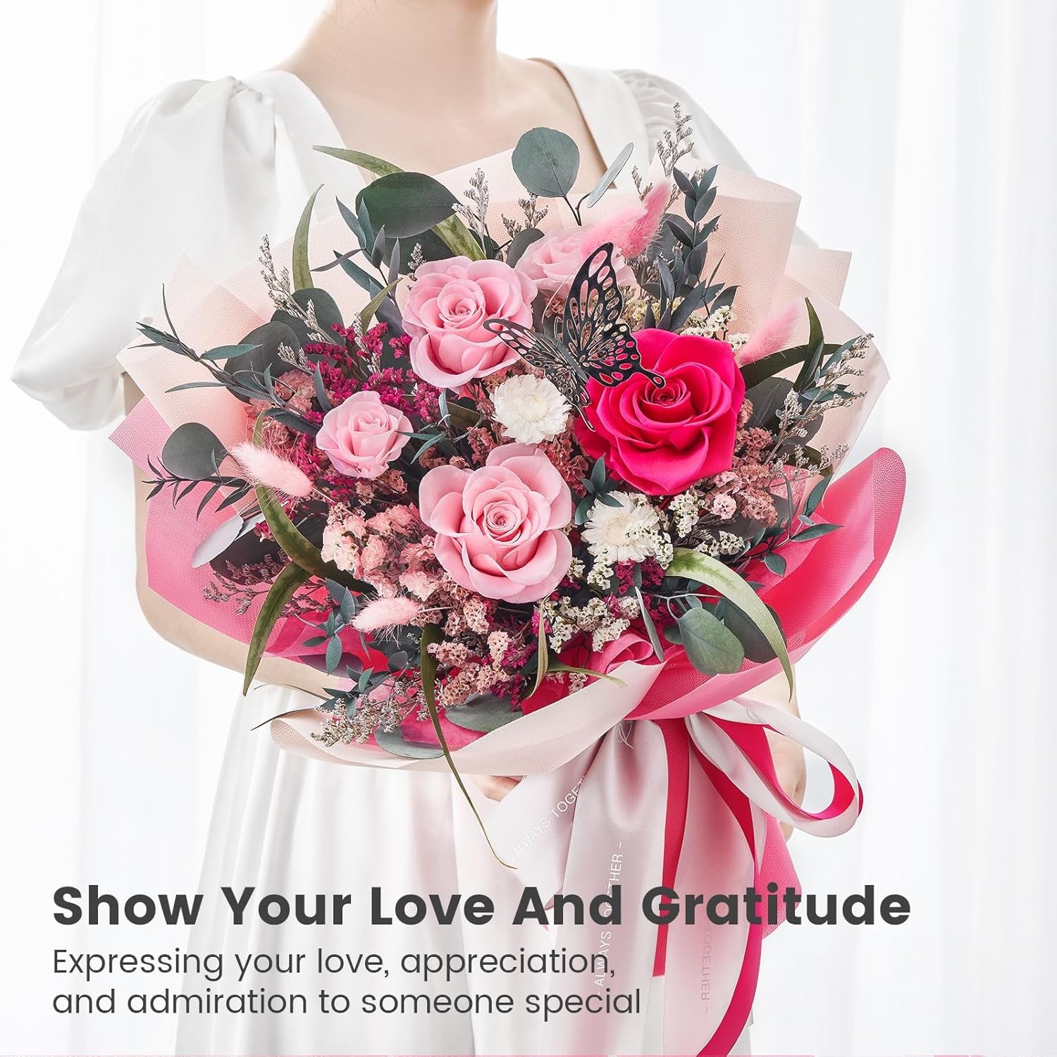 Polylove Flowers for Delivery Prime Forever Bouquet Hot Pink