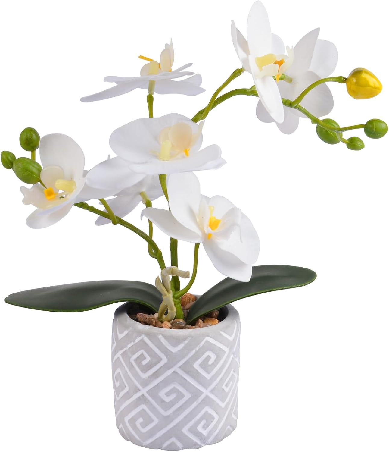 Artificial Orchids Flowers in Pot, Real Touch Faux Orchids Flowers with Vase Sma