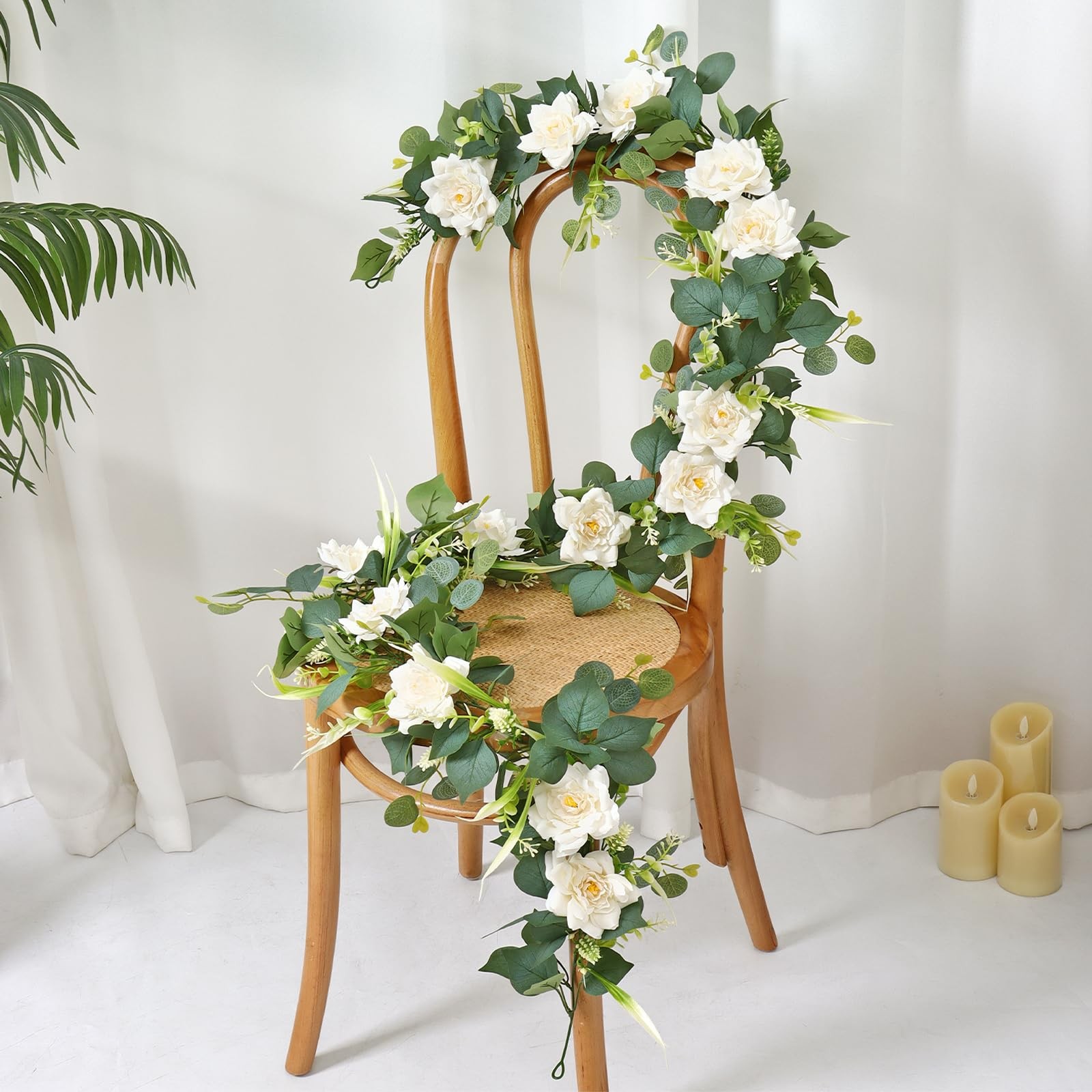 2PCS Flower Garland 6.2FT Artificial Rose Flowers Garland Wall Vines Greenery…