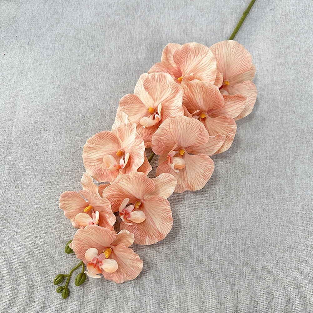 Silk Matte Phalaenopsis 9 Head Artificial Flowers for Foyer Table Decor