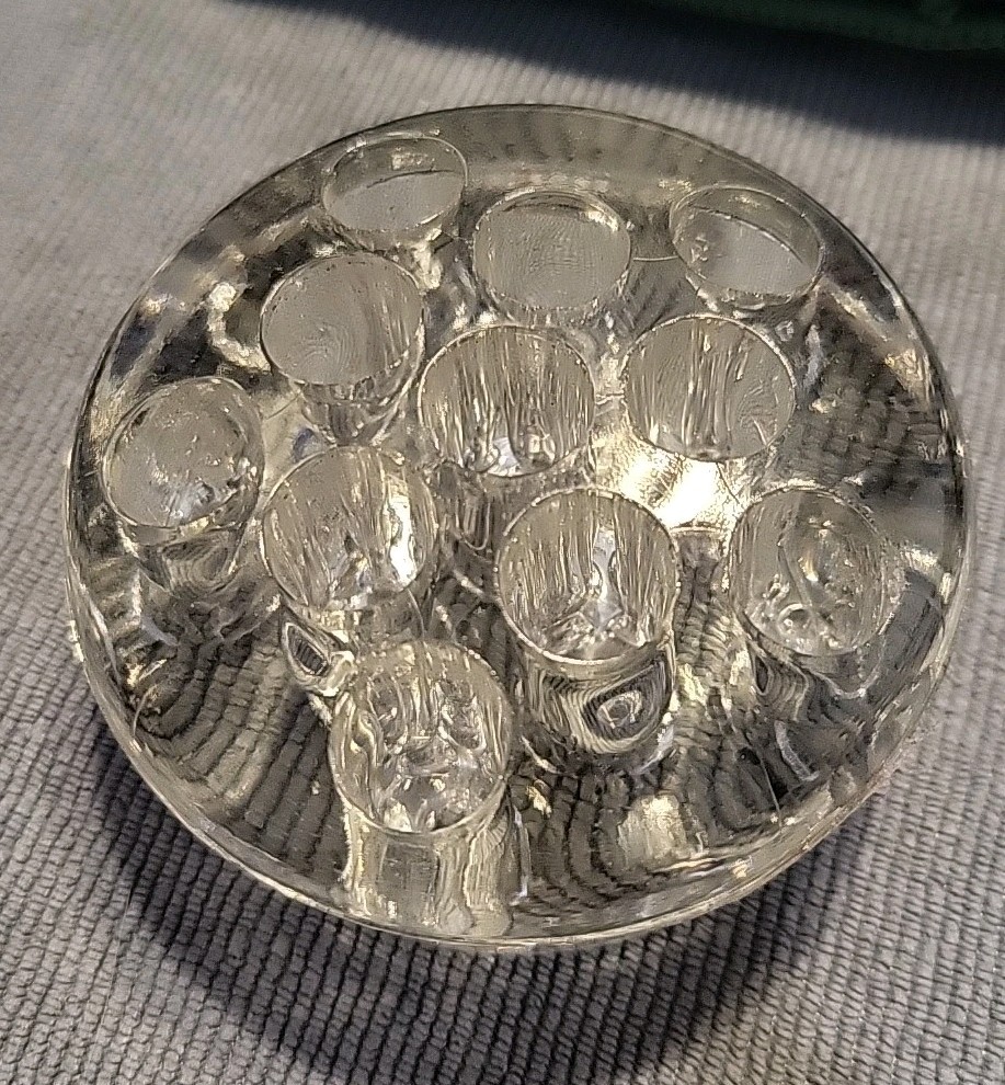 11 Hole Glass Flower Frog Marble Display Marbles Holder Flower Arrangement 3″