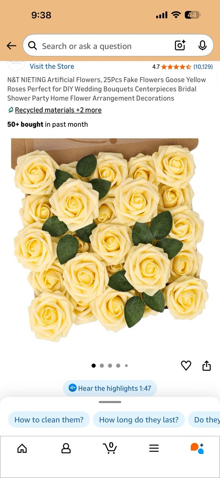 N&T NIETING Artificial Yellow Rose Flower Heads 25pcs Wedding Arrangement