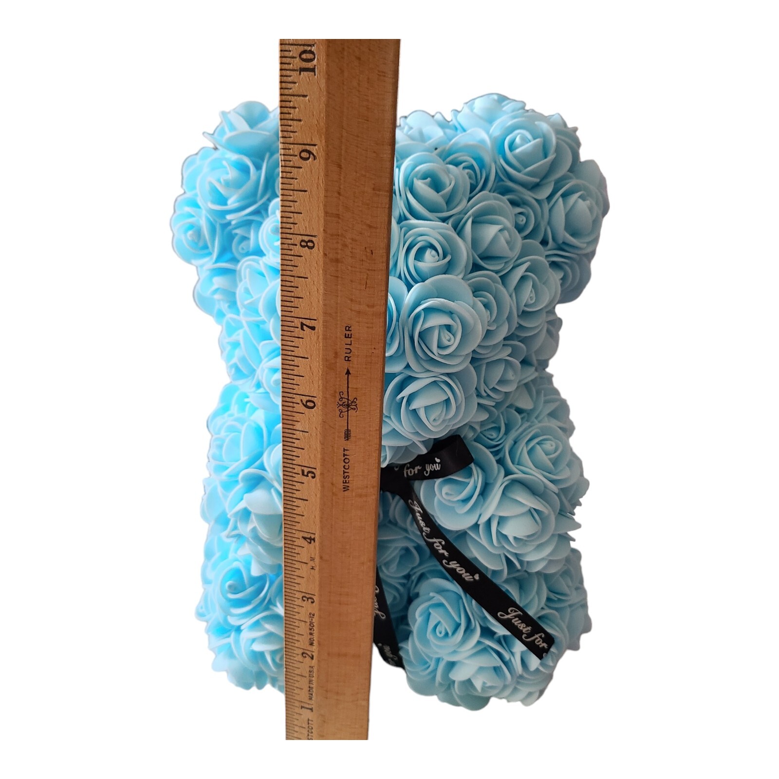 BRUBAKER Blue Rose Bear 10 Inches Covered With Blue Rose Great Gift