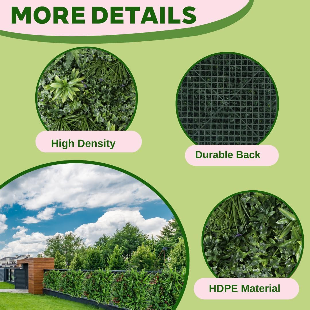 Lush 40×40 Inch Artificial Green Wall Panel for Indoor/Outdoor Decor