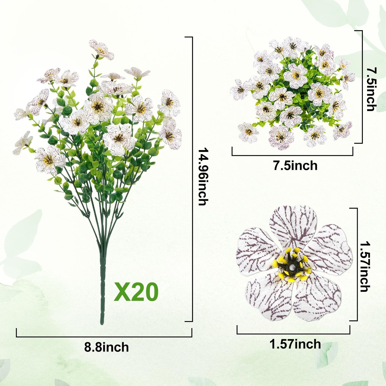 20 Bundles Artificial Flowers for Outdoors Decoration Fake Silk Flowers UV Re…
