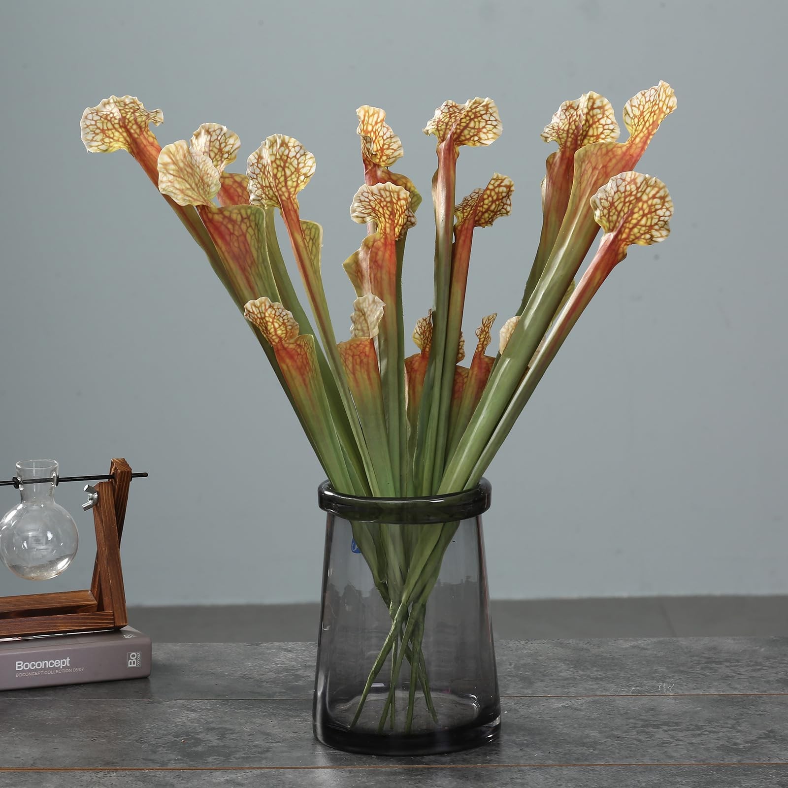 5pcs 17.5″ Artificial Carnivorous Pitcher Plant Fake Sarracenia for Vase Bouq