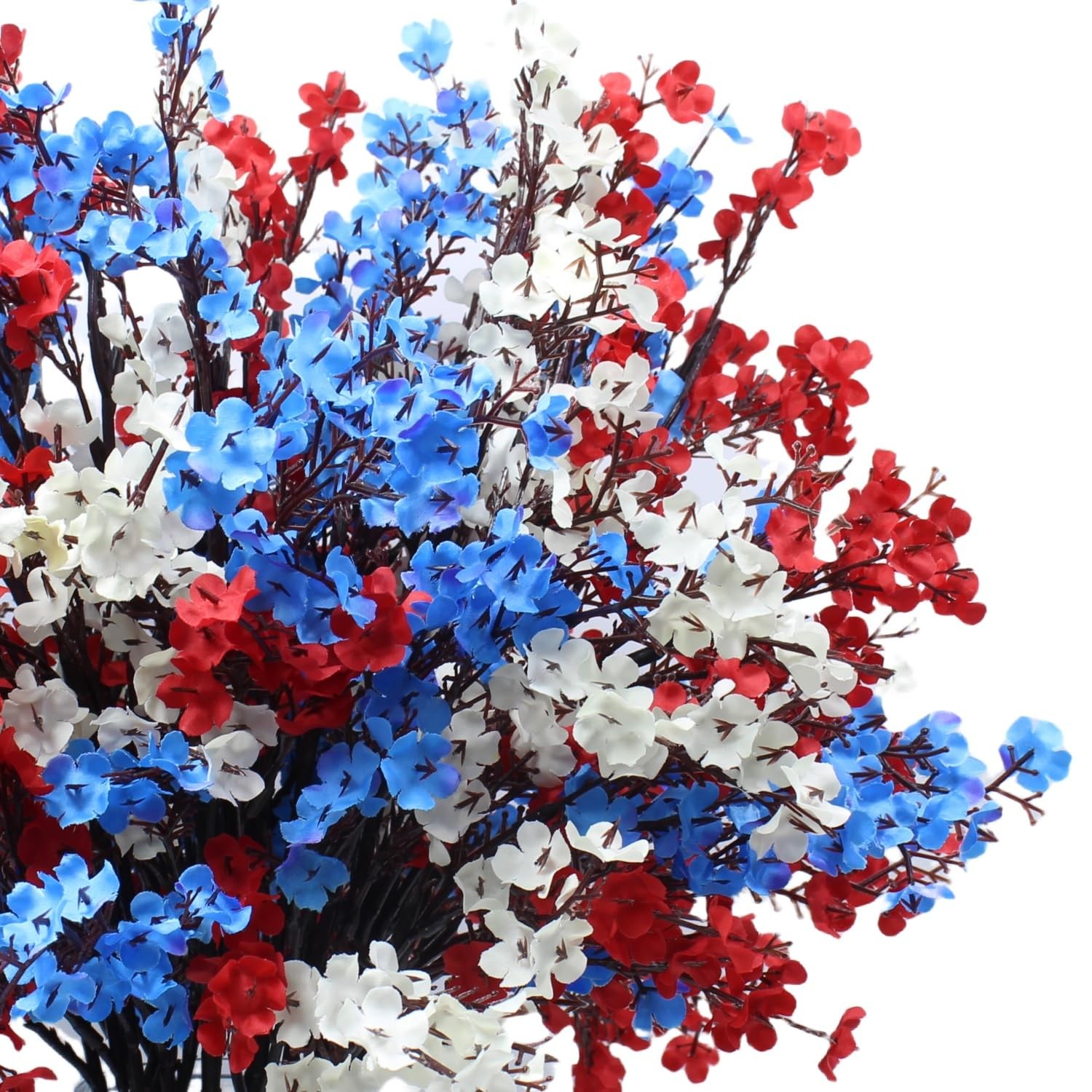 10 PCS Artificial Babys Breath Flowers Red White Blue 4th Of July Decor