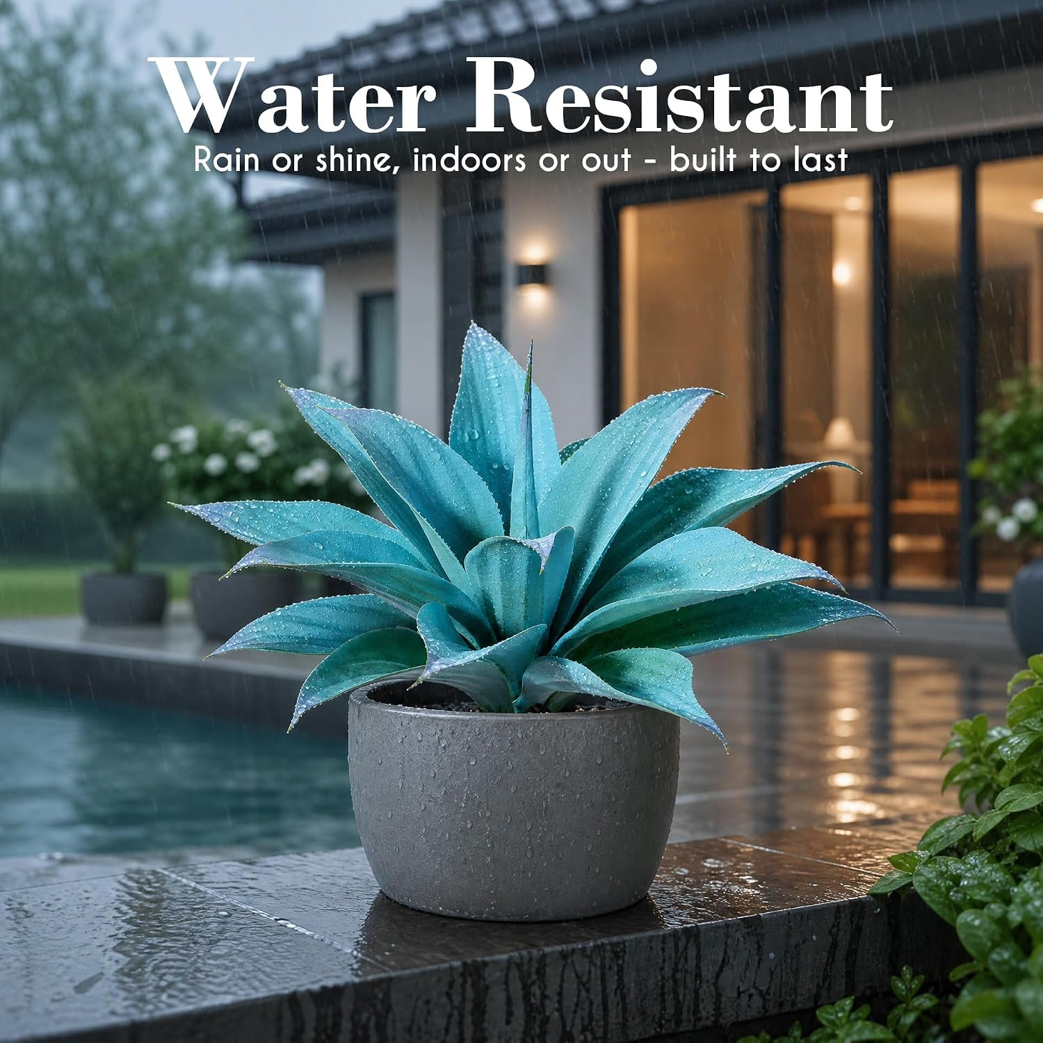 Large UV Resistant Artificial Agave Plants 12″ Indoor Outdoor Decor (2 Pack)