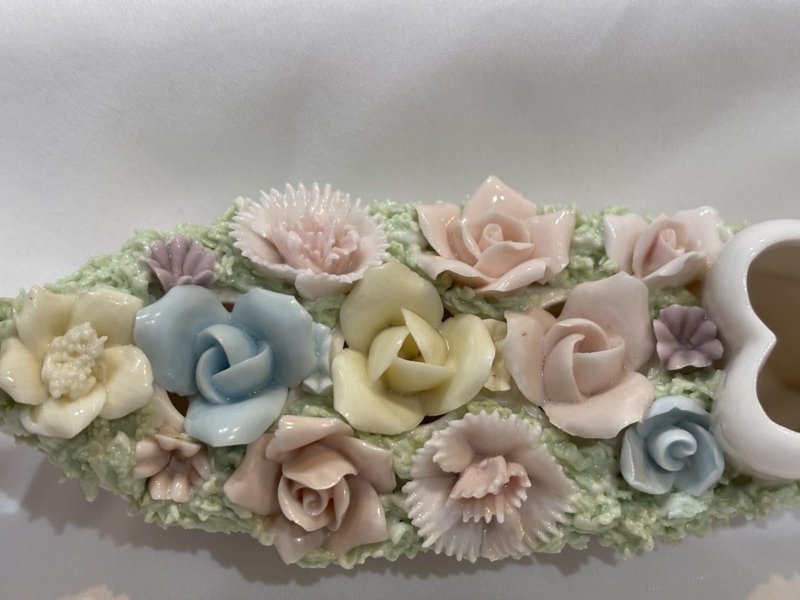 Vintage China Porcelain Gondala Lipstick Holder 3 Removable Roses