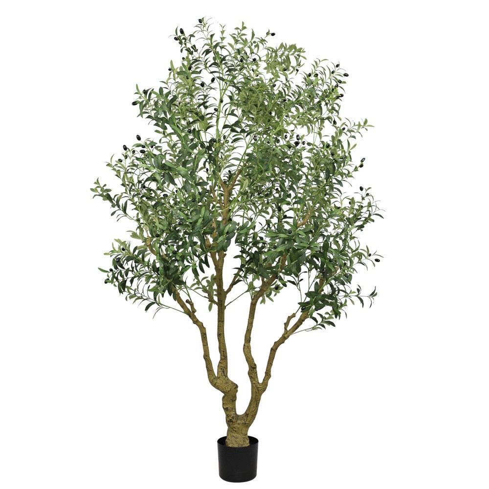 8FT Tall Artificial Olive Tree Large Faux Potted Plant Natural Trunk Lifelike