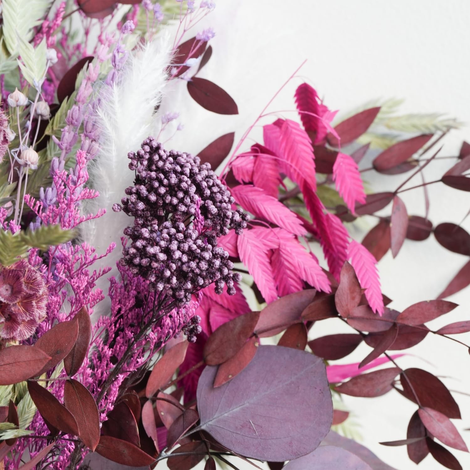 Dried Flower Bouquet Purple Pampas Grass Eucalyptus Wedding Centerpiece 17in