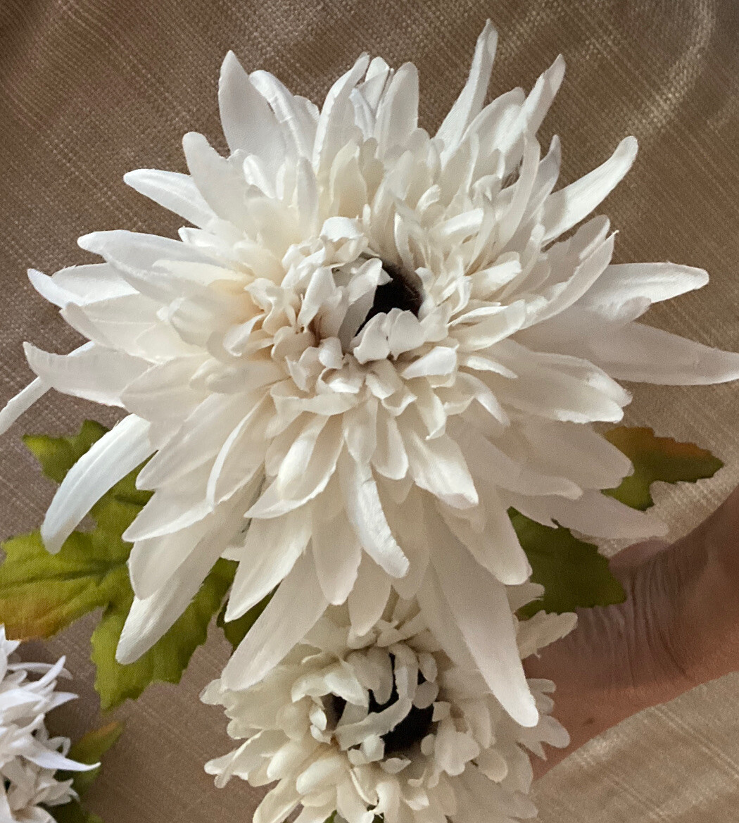 Lot 4 Mums Chrysanthemums Stems Artificial Silk Flowers Fall Bouquets 30” Cream