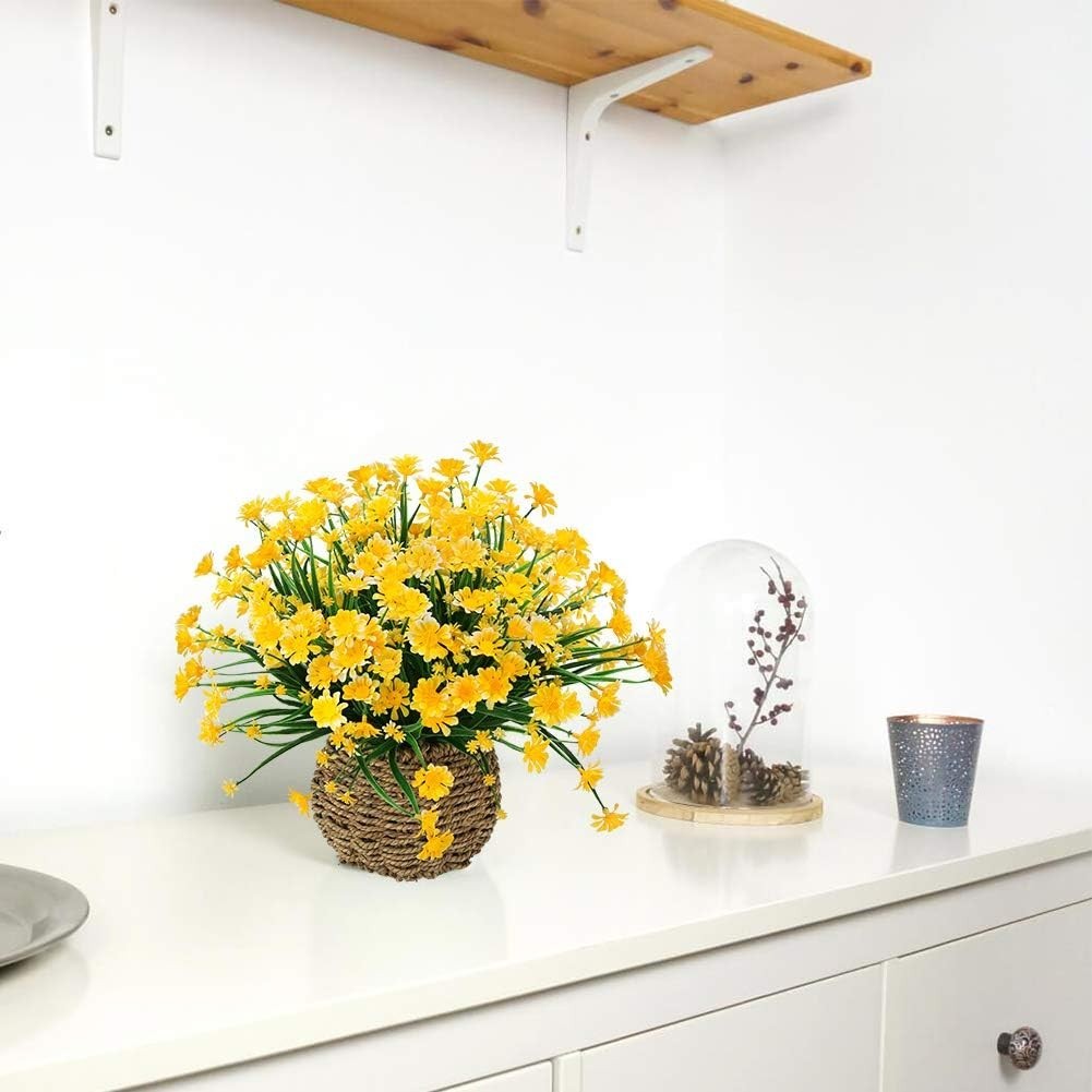 Lifelike Yellow Daisies – 4 Bundles of Durable Faux Flowers for Every Occasion
