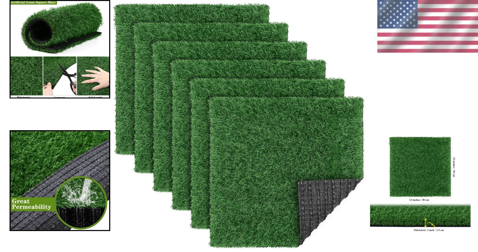 Realistic 12×12 Artificial Grass Mats – Set of 18